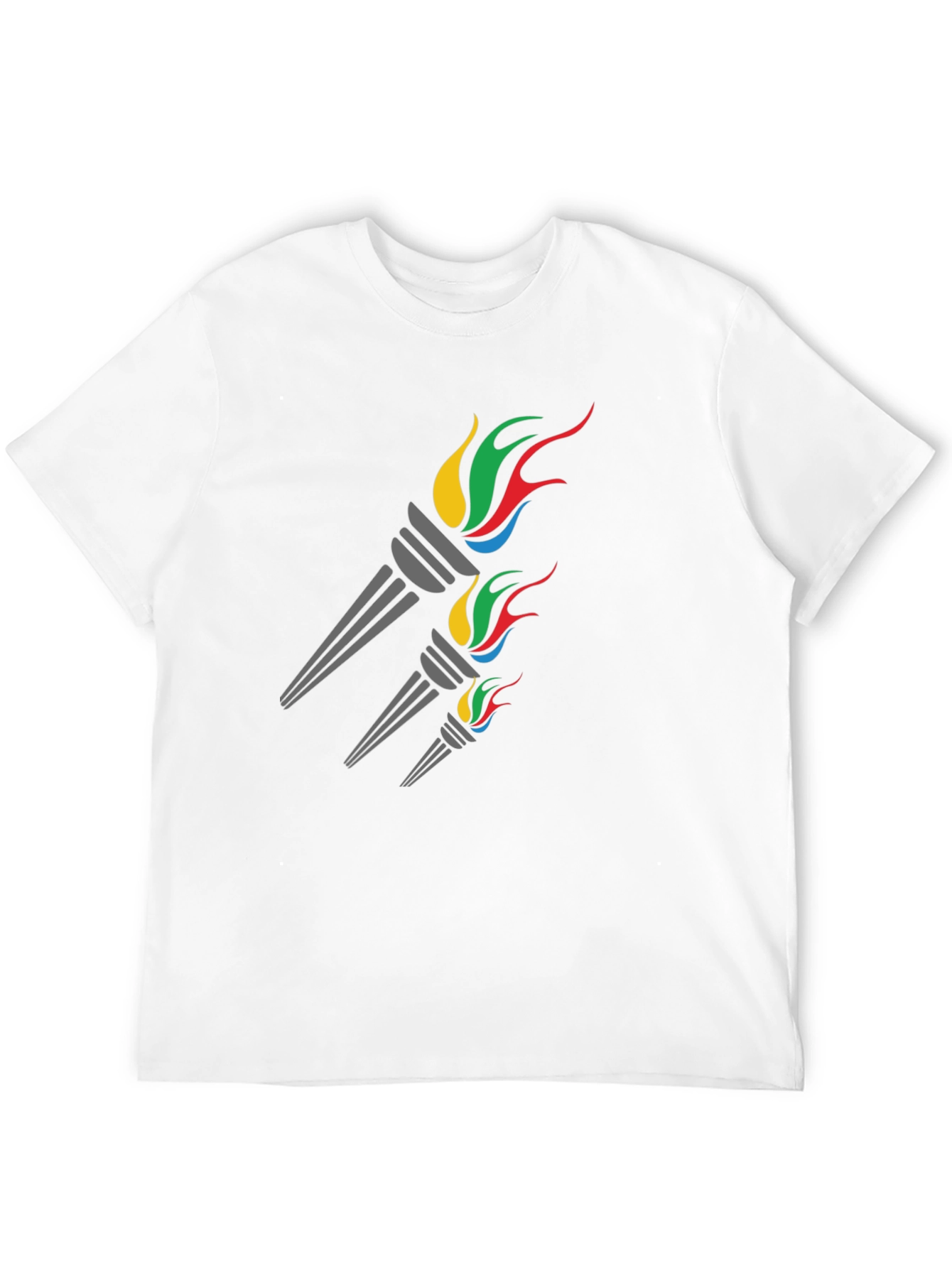 Black Olympic Torch Graphic Tee - Stylish Men's Black T-Shirt view 12