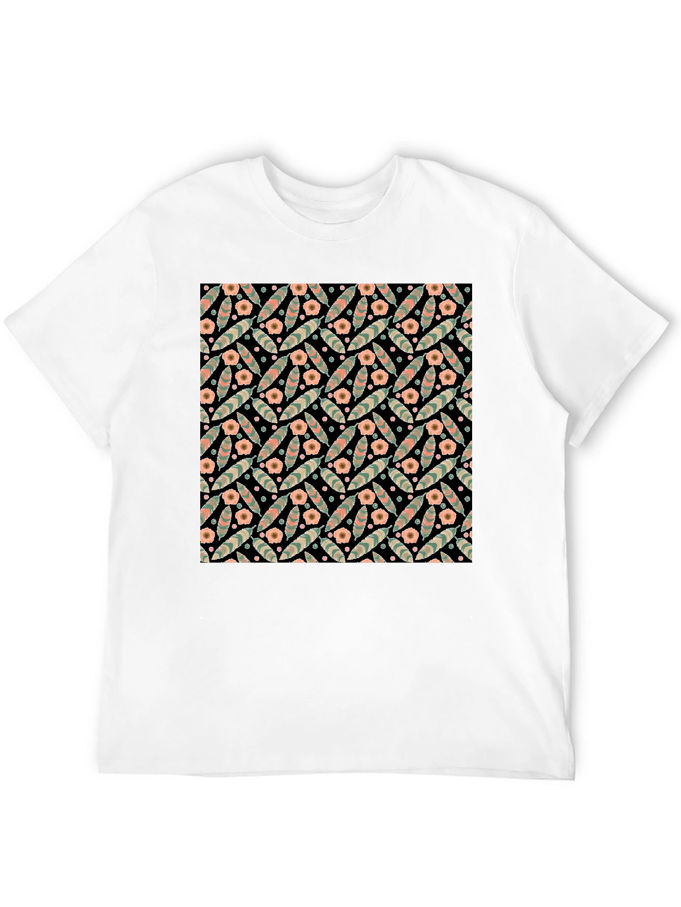 Black Floral Patterned Black T-Shirt view 12