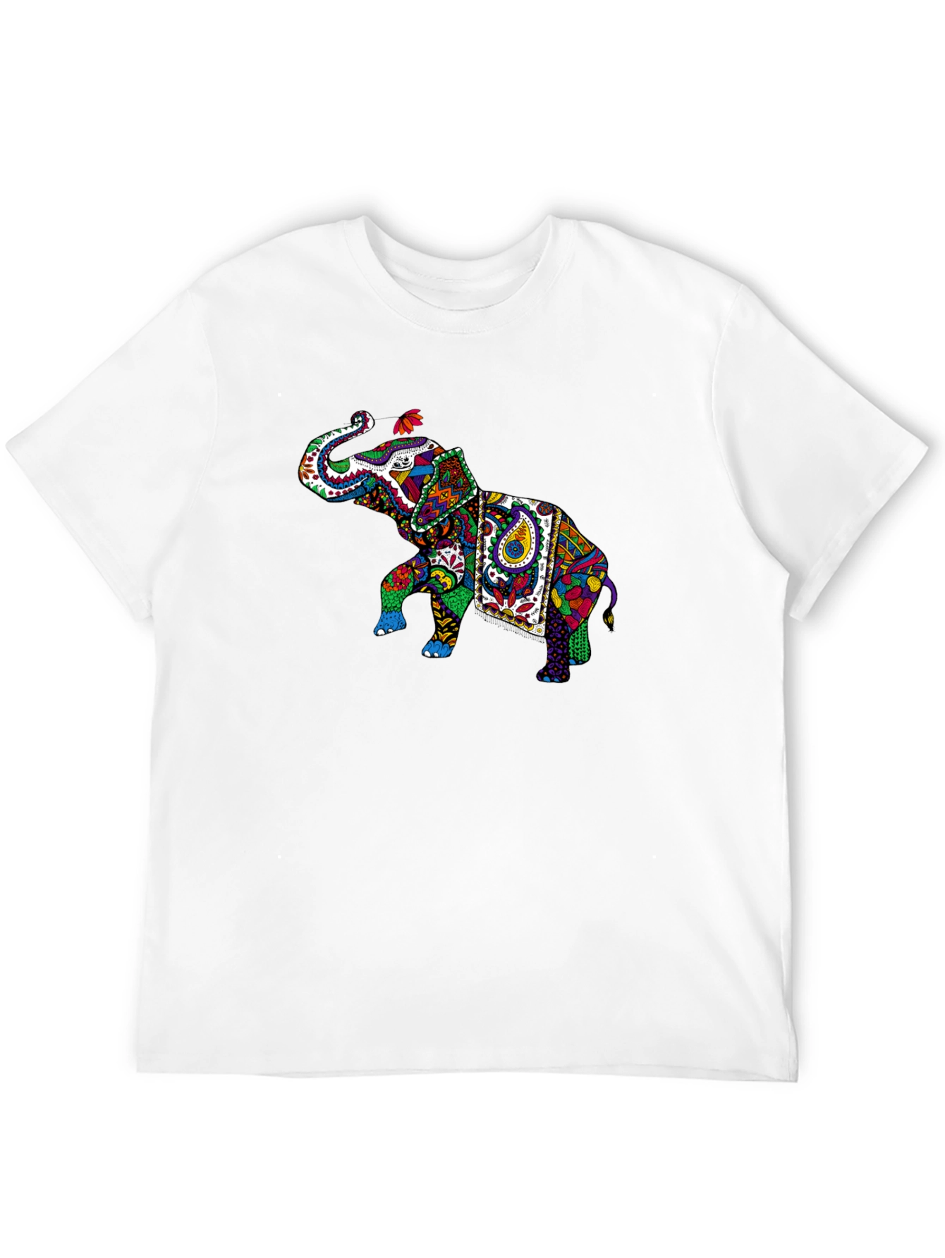 Black Colorful Elephant Graphic Tee - Black view 12