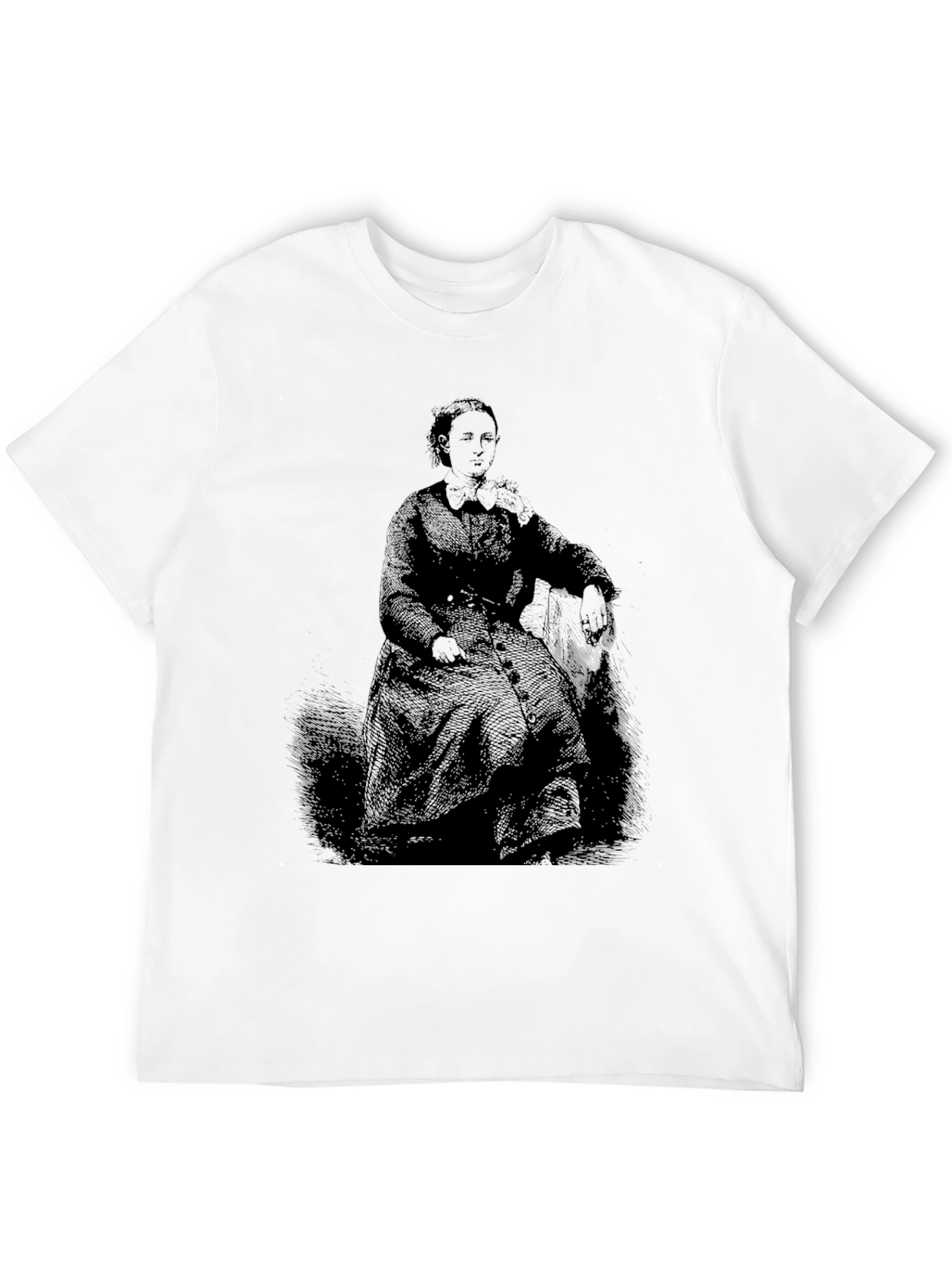 Black Vintage Portrait Graphic Black T-Shirt view 12