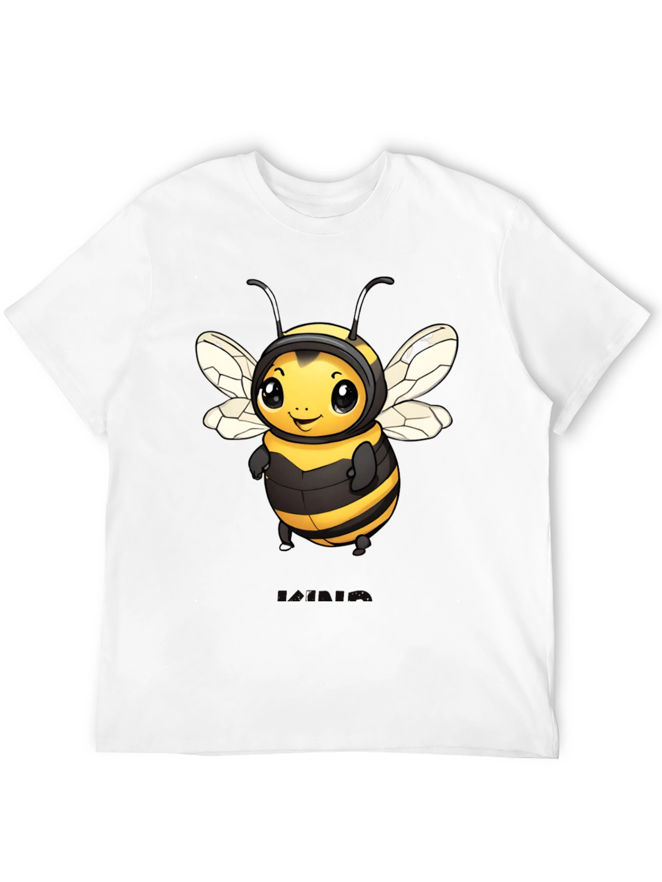 Black Cute Bee Graphic Black T-Shirt view 12