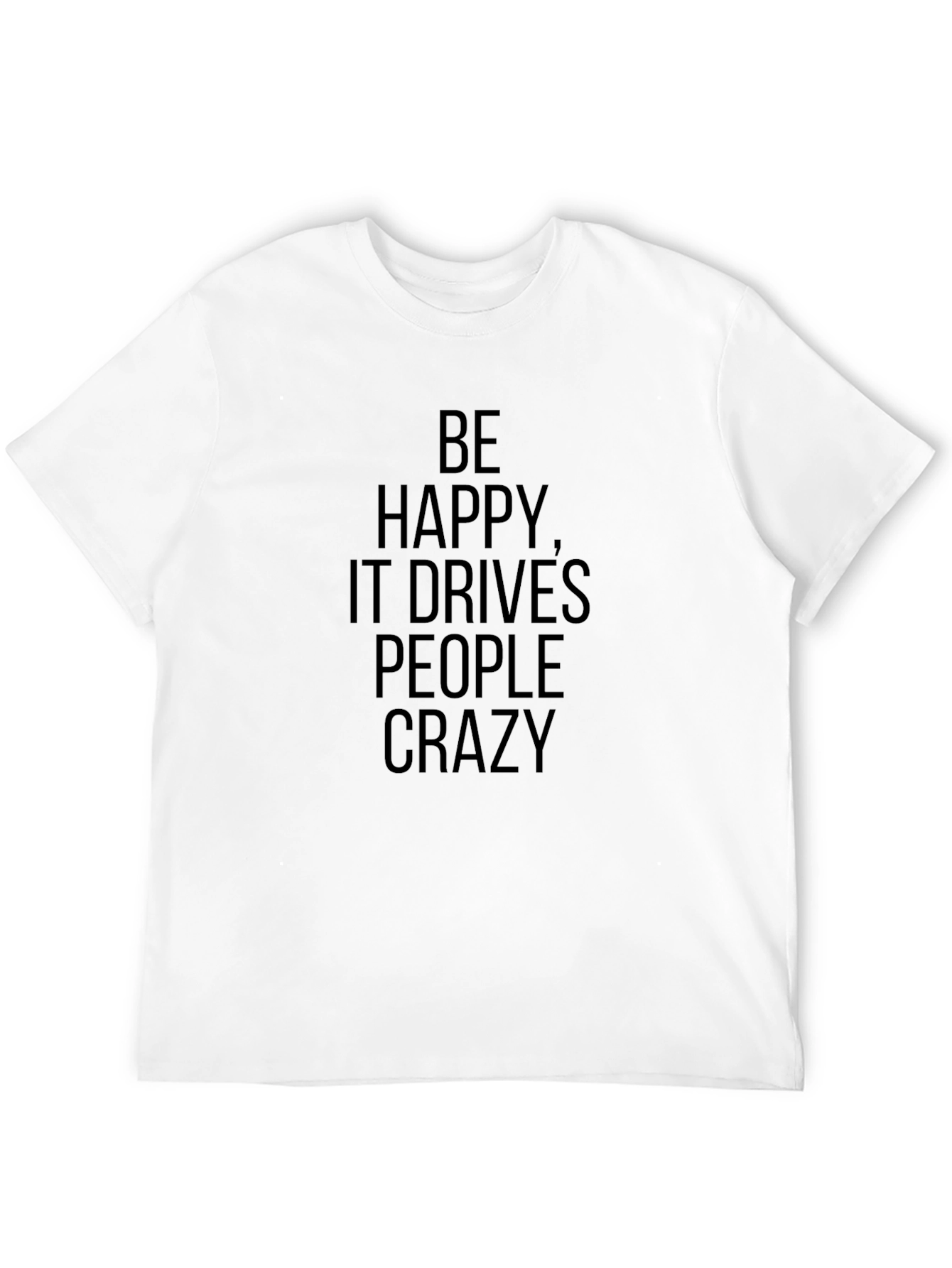 Black Be Happy Graphic Tee - Black Crew Neck T-Shirt view 12