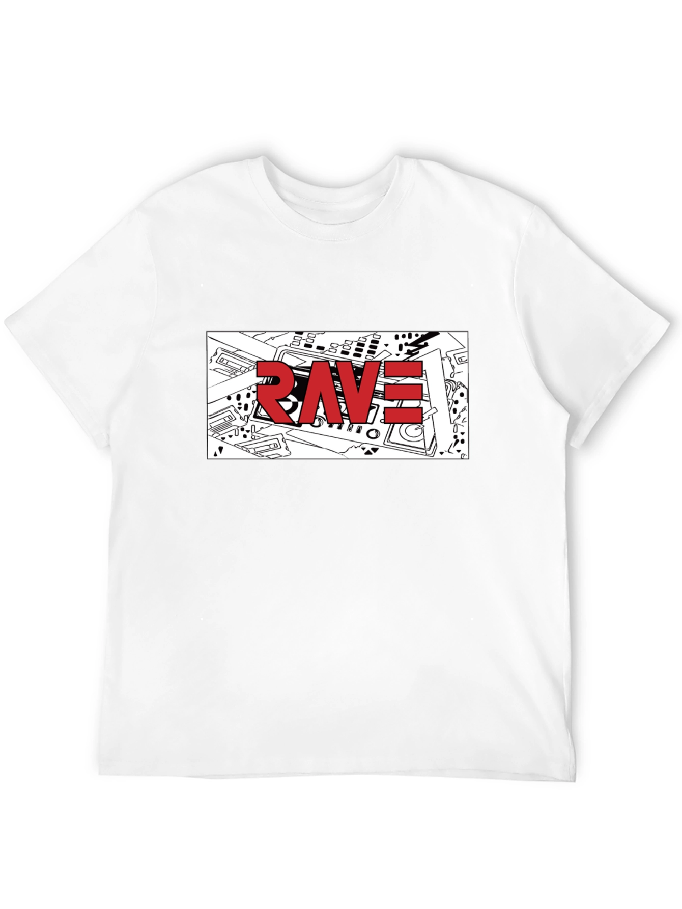 Black Rave Graphic T-Shirt - Black Crew Neck Tee view 12