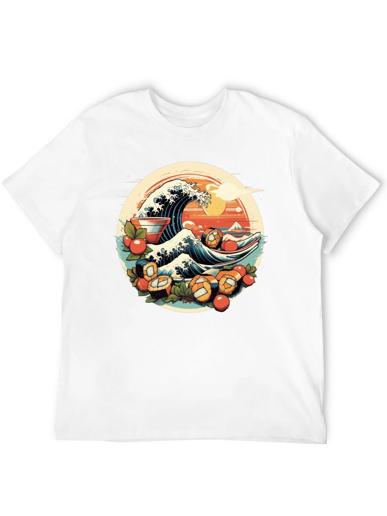 Black Sushi Wave Graphic Tee - Unique Japanese Art Shirt view 12