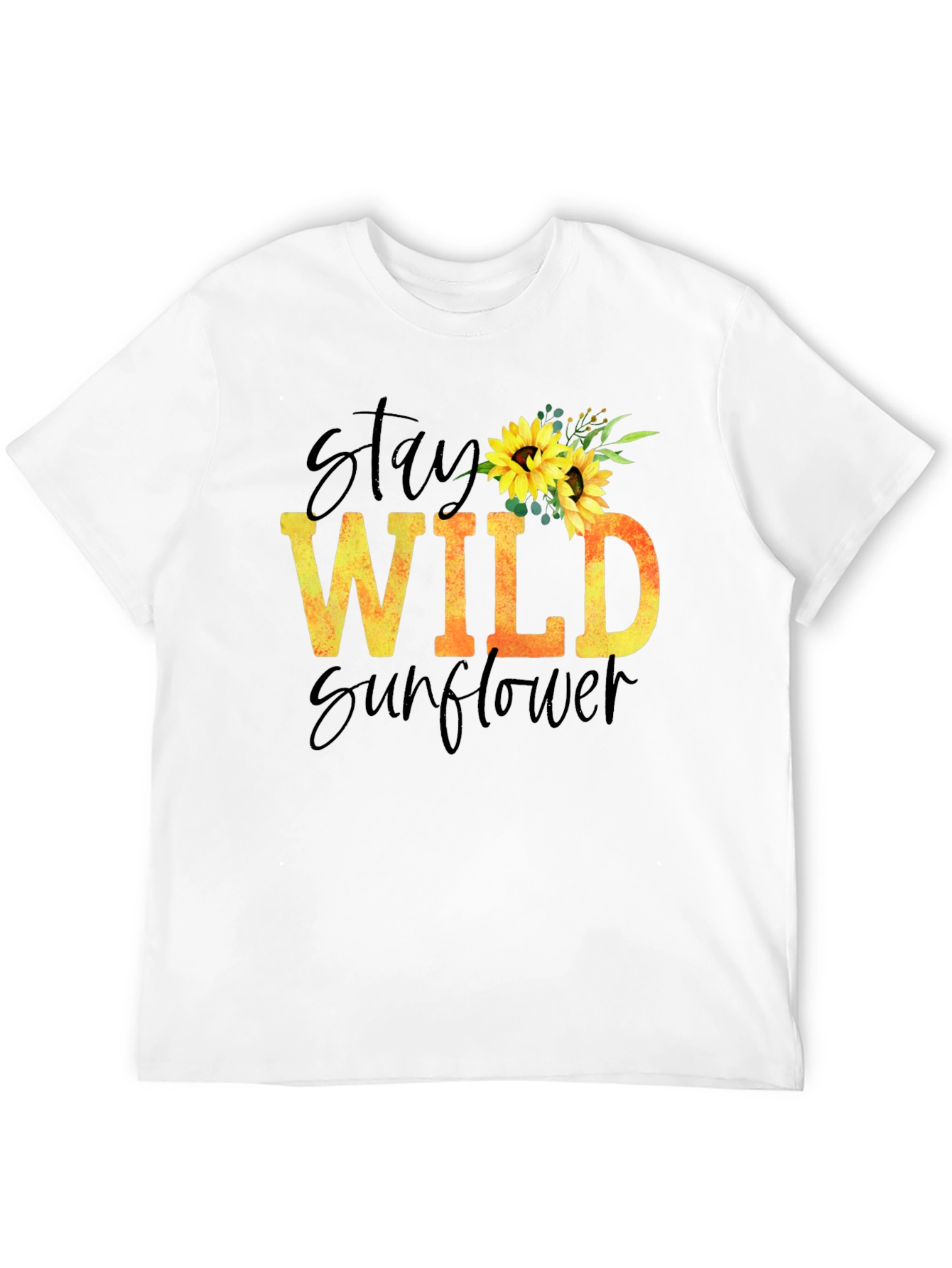Black Stay Wild Sunflower Graphic T-Shirt view 12
