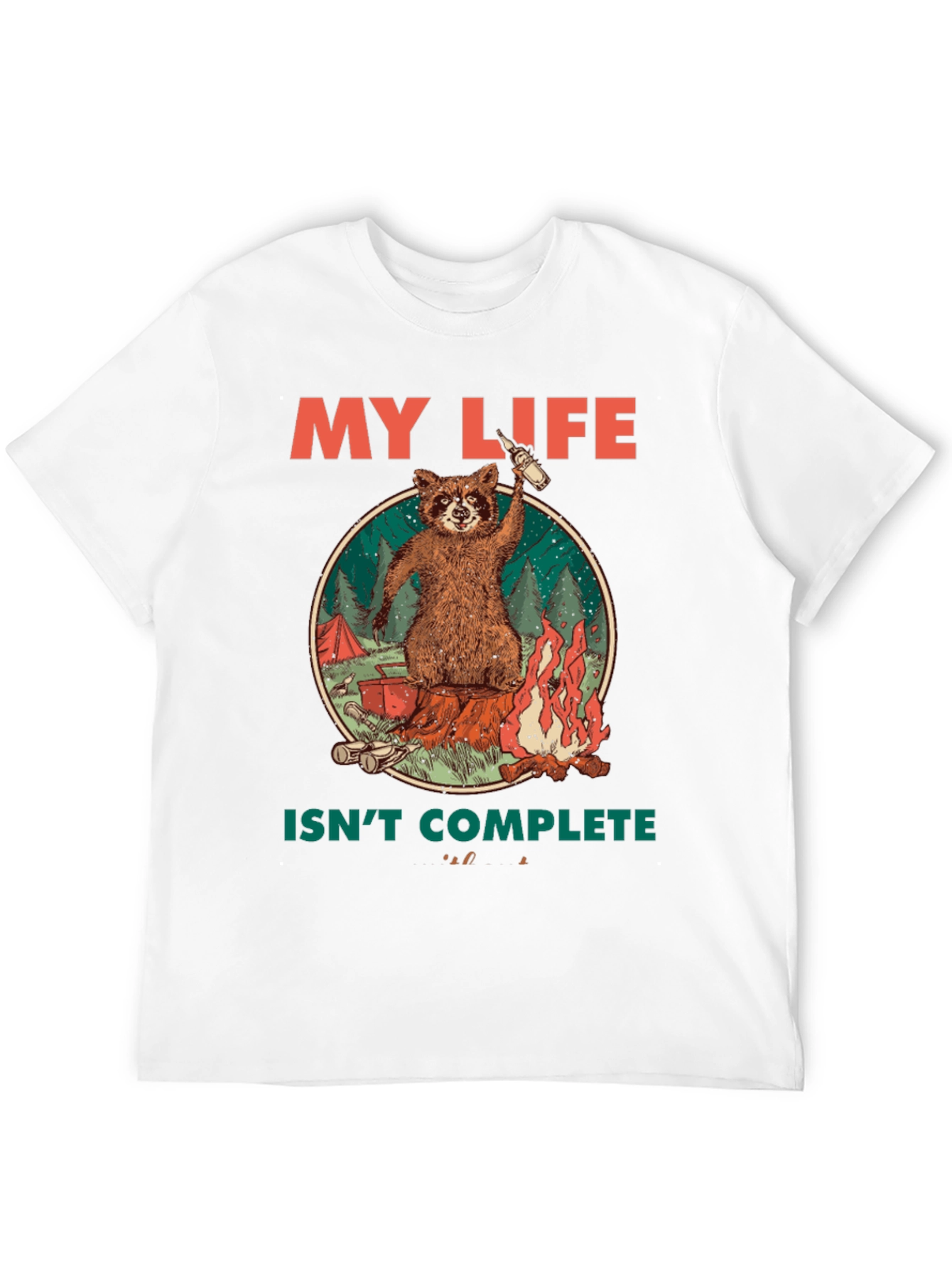 Black My Life Isn't Complete Raccoon Camping T-Shirt view 12