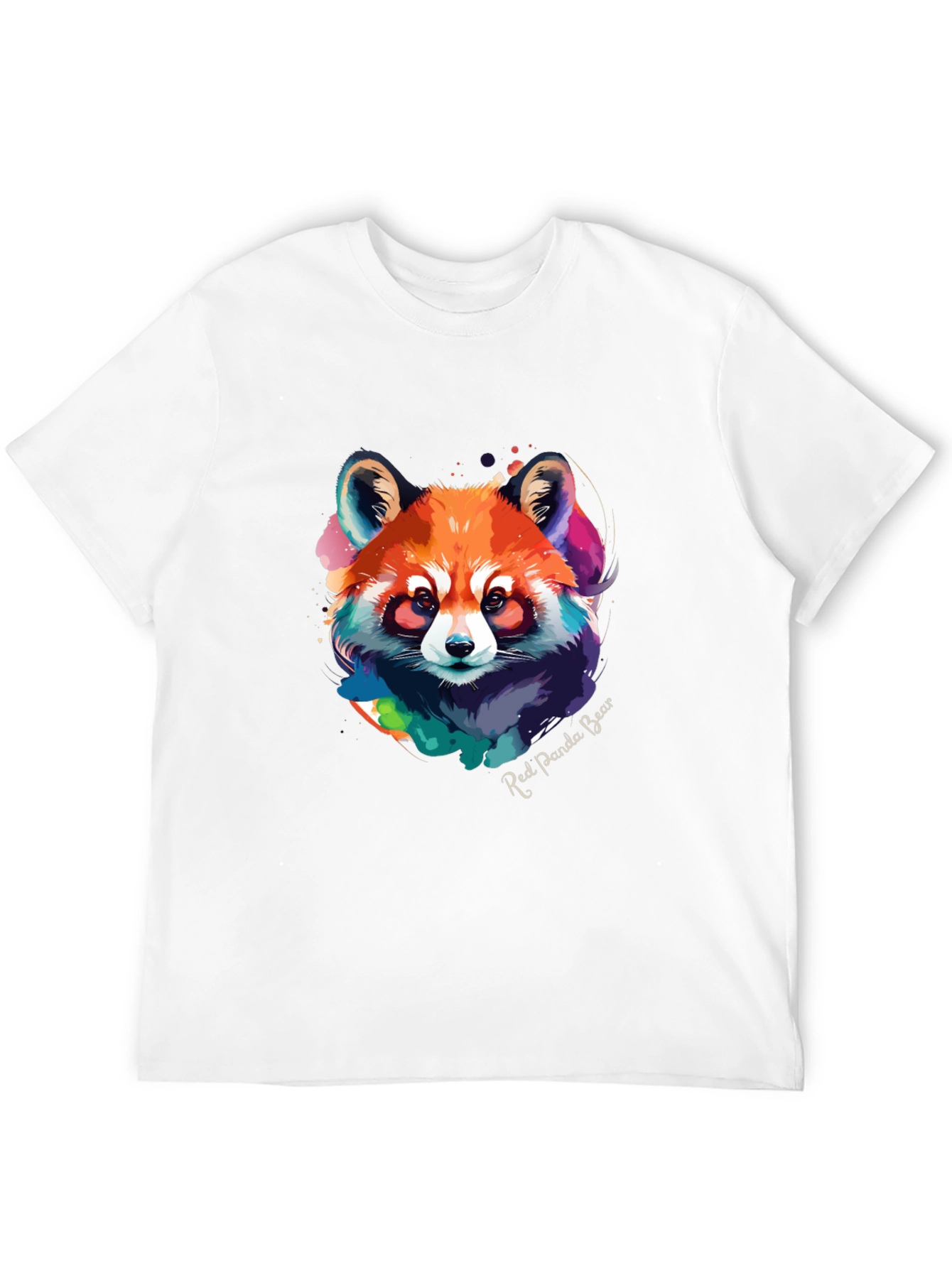 Black Red Panda Bear Graphic Tee - Watercolor Design view 12