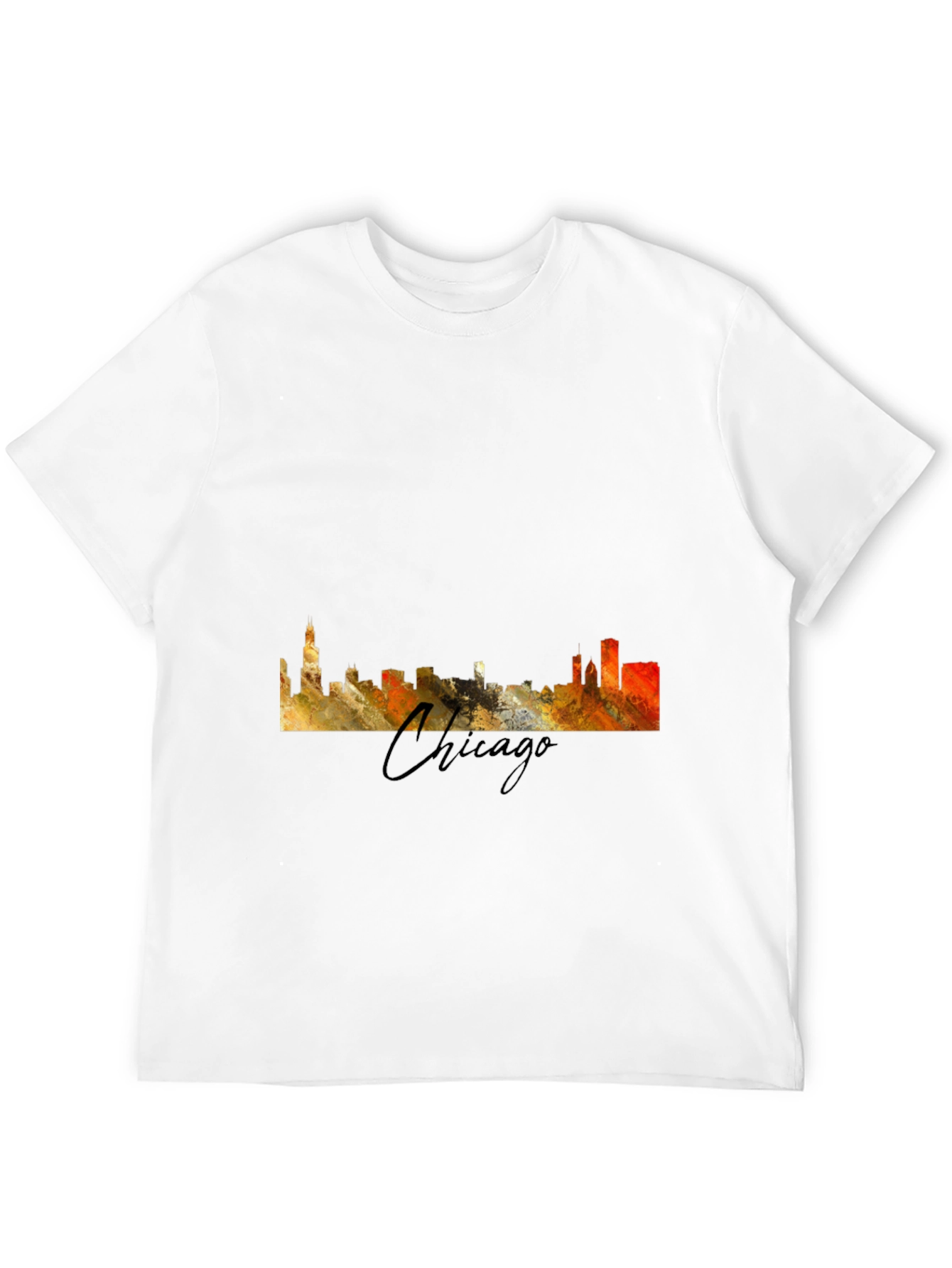 Black Chicago Skyline Men's Graphic T-Shirt view 12