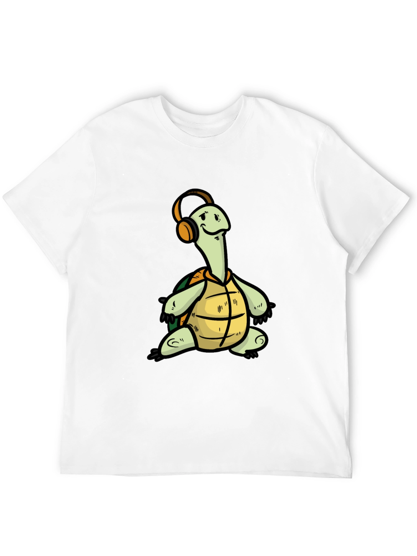 Black Turtle with Headphones Graphic T-Shirt view 12