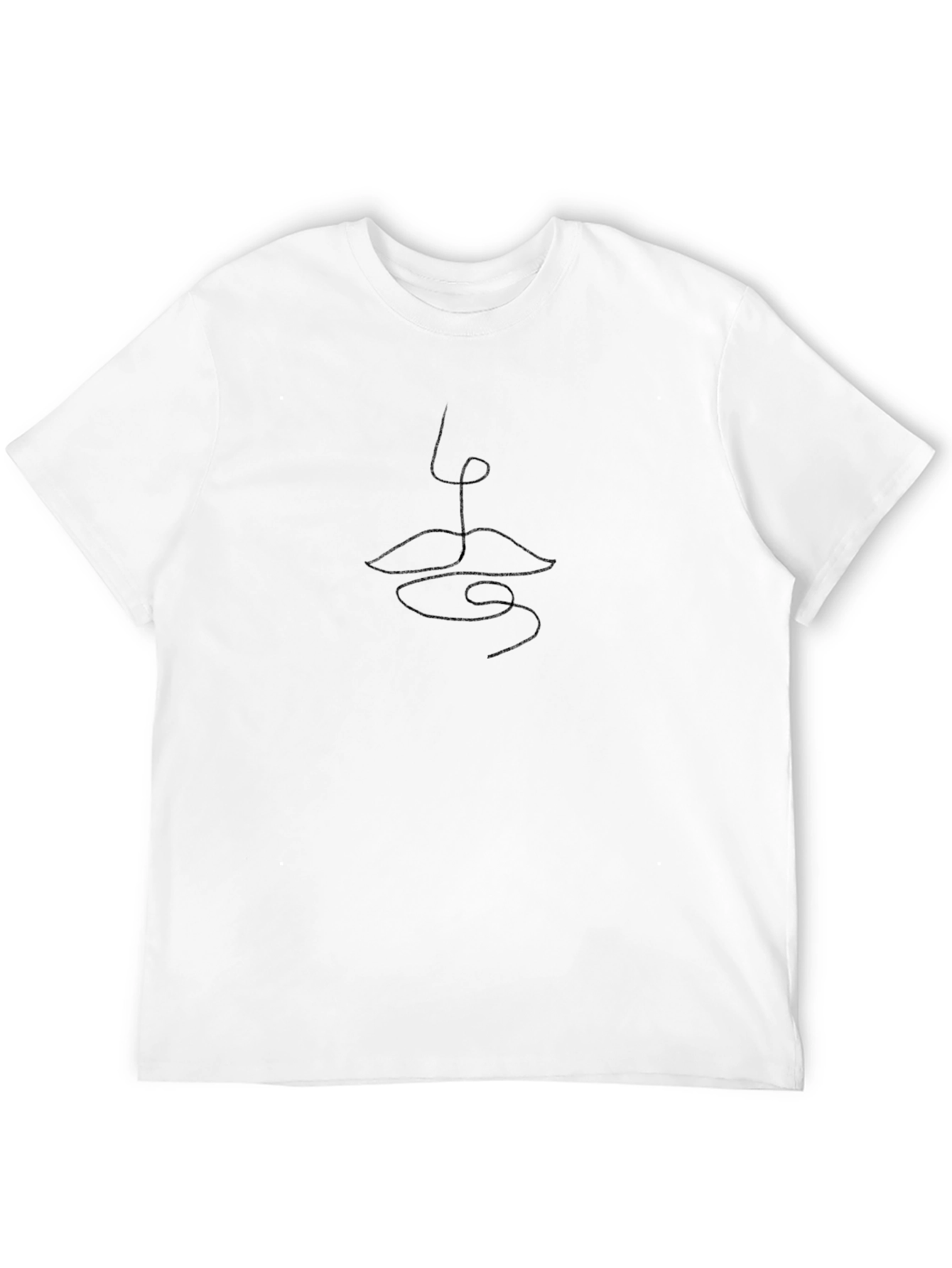 Black Minimalist Line Art Tee - Abstract Face Design view 12