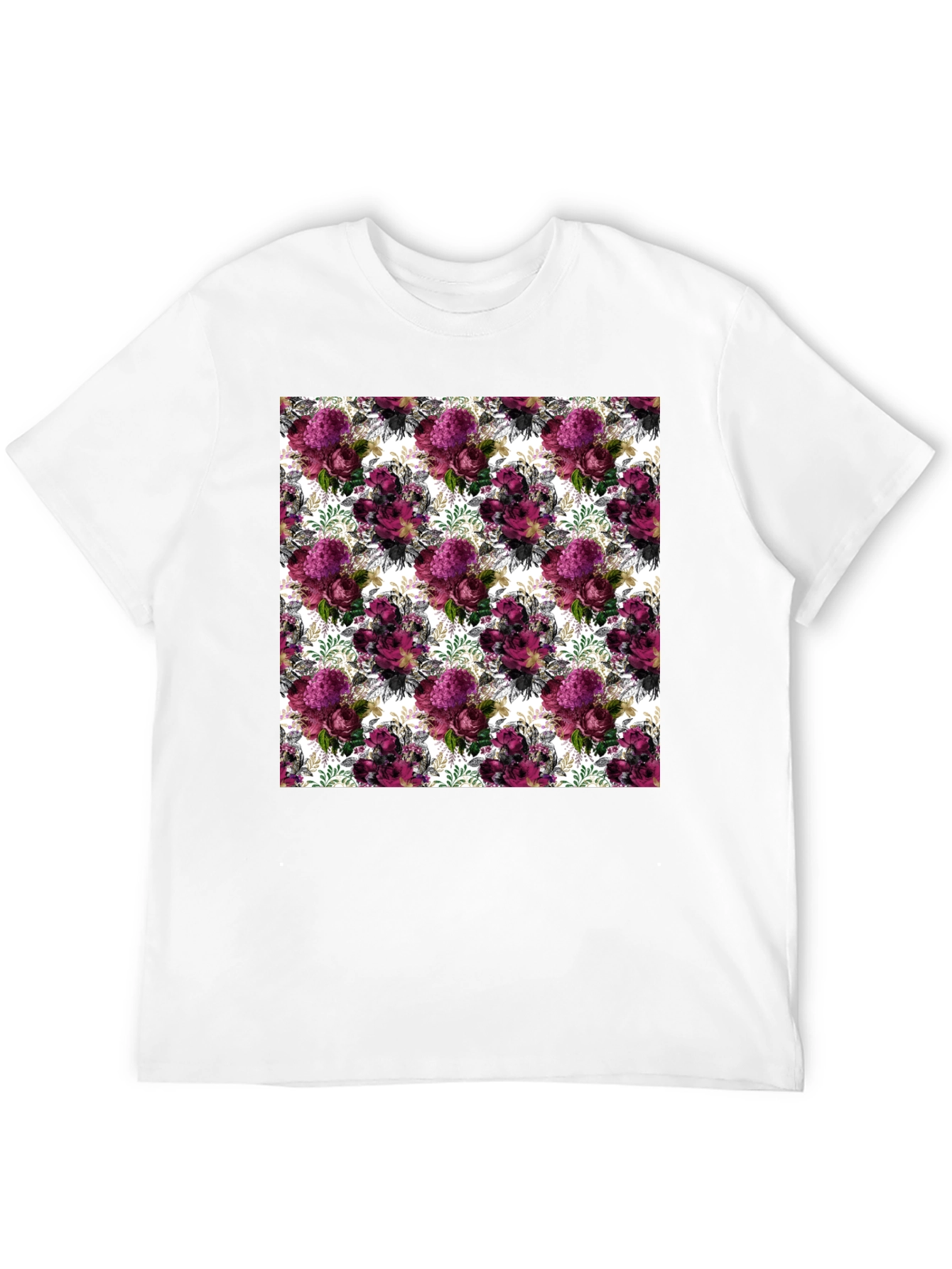 Black Floral Burst Men's T-Shirt - Unique Pattern Tee view 12