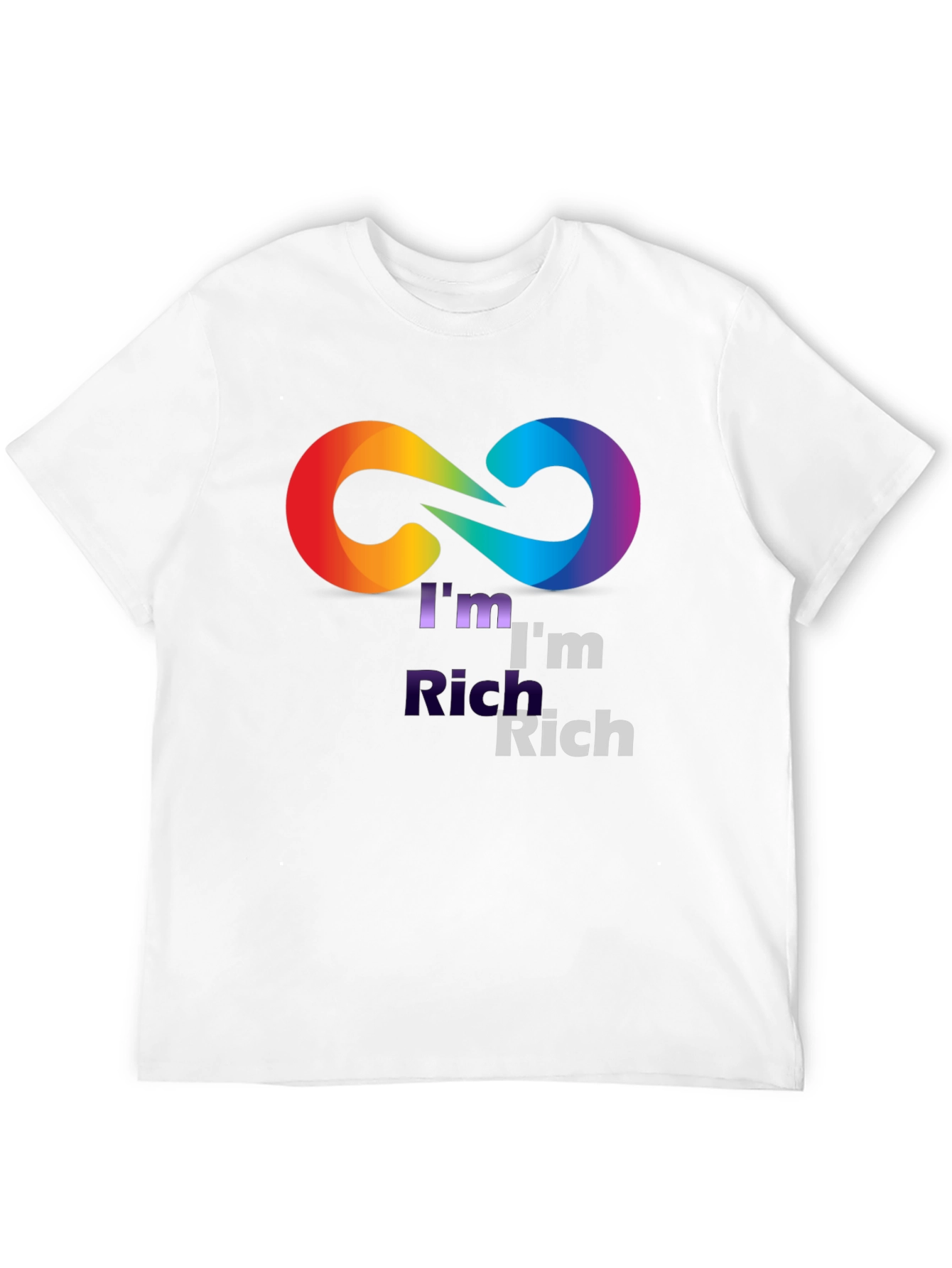Black I'm Rich Rainbow Infinity Symbol Black T-Shirt view 12