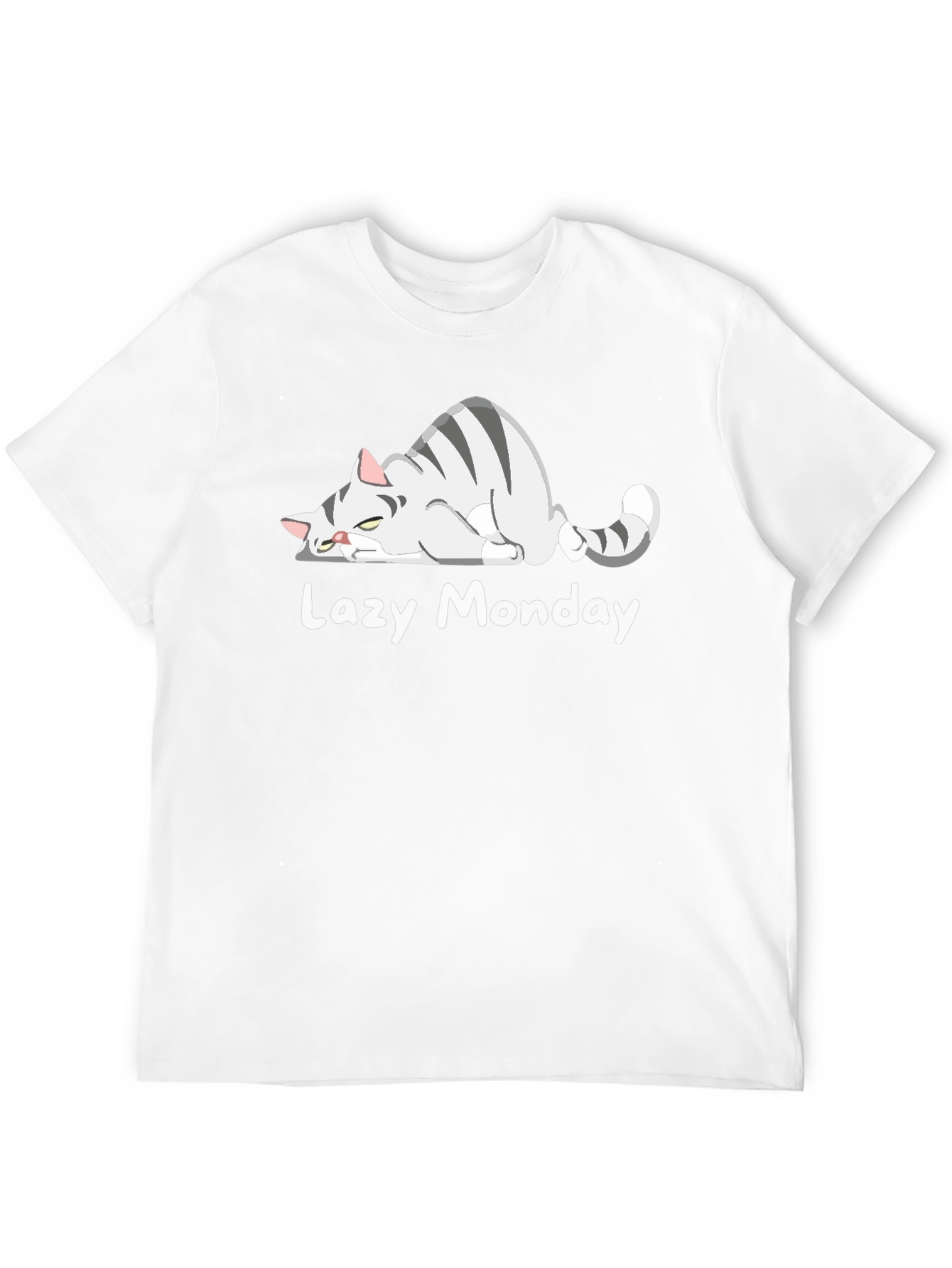 Black Lazy Monday Cat T-Shirt - Unisex Graphic Tee view 12