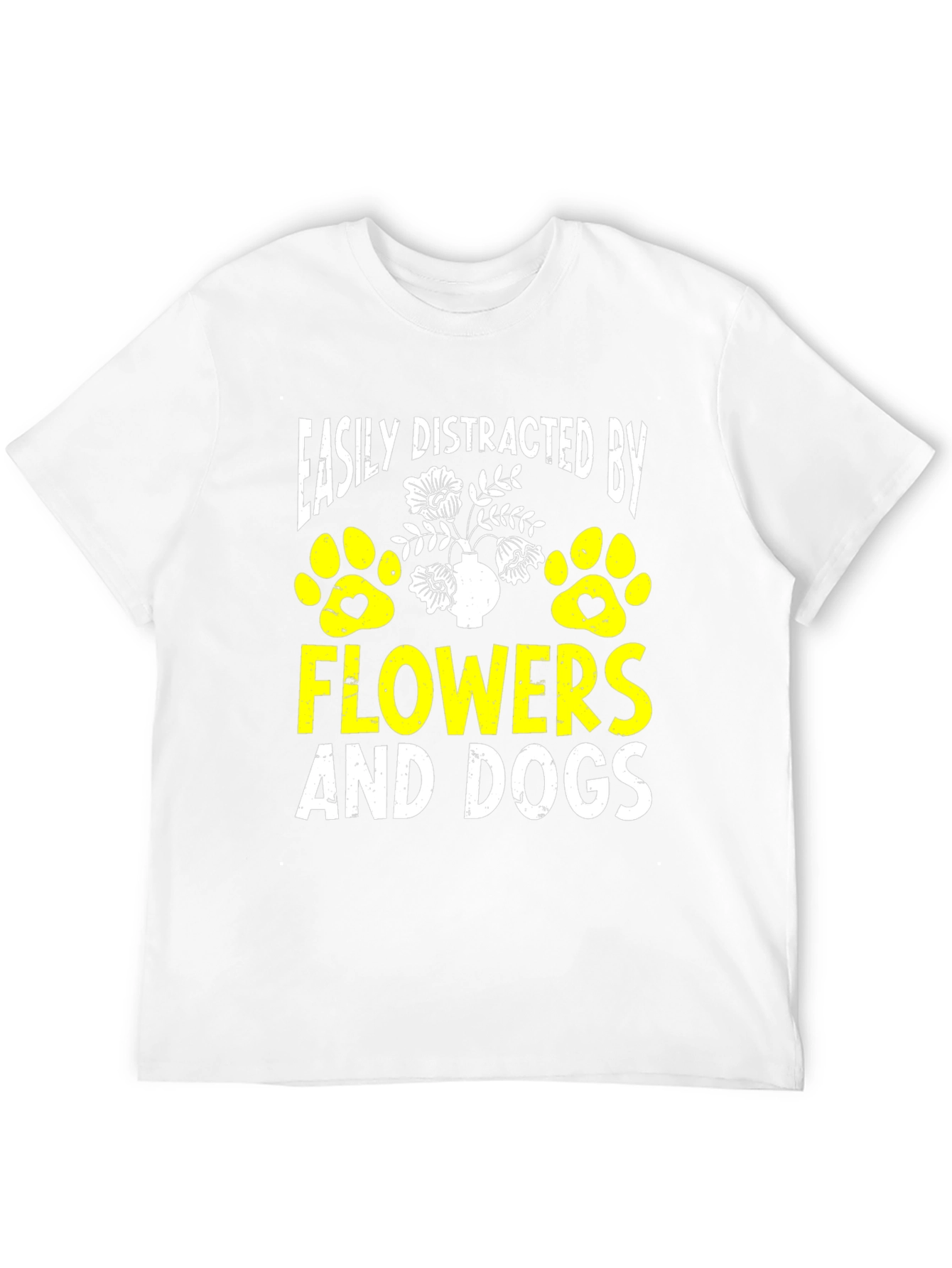Black Easily Distracted By Flowers And Dogs T-Shirt view 12