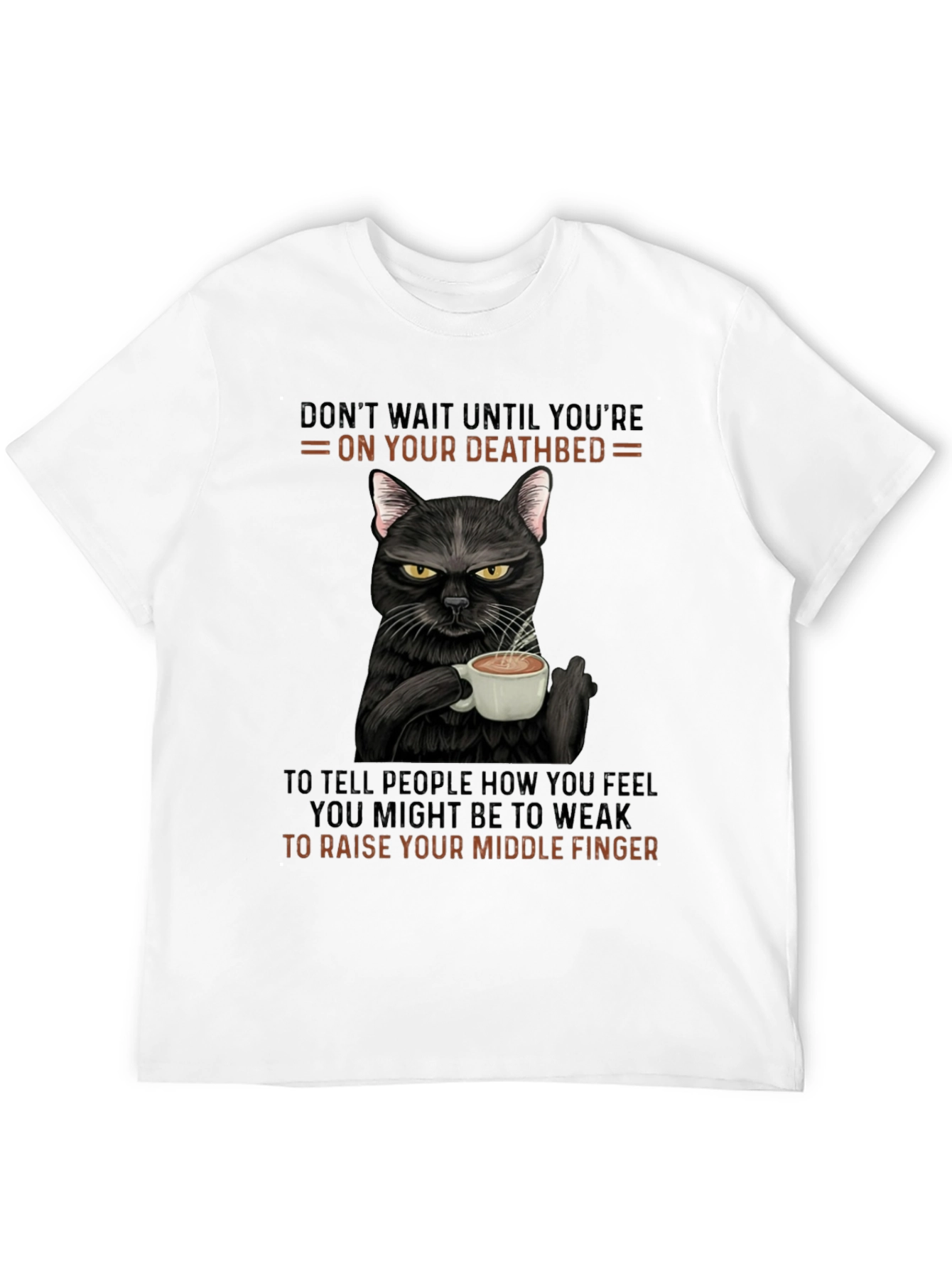 Black Sarcastic Cat Middle Finger T-Shirt view 12