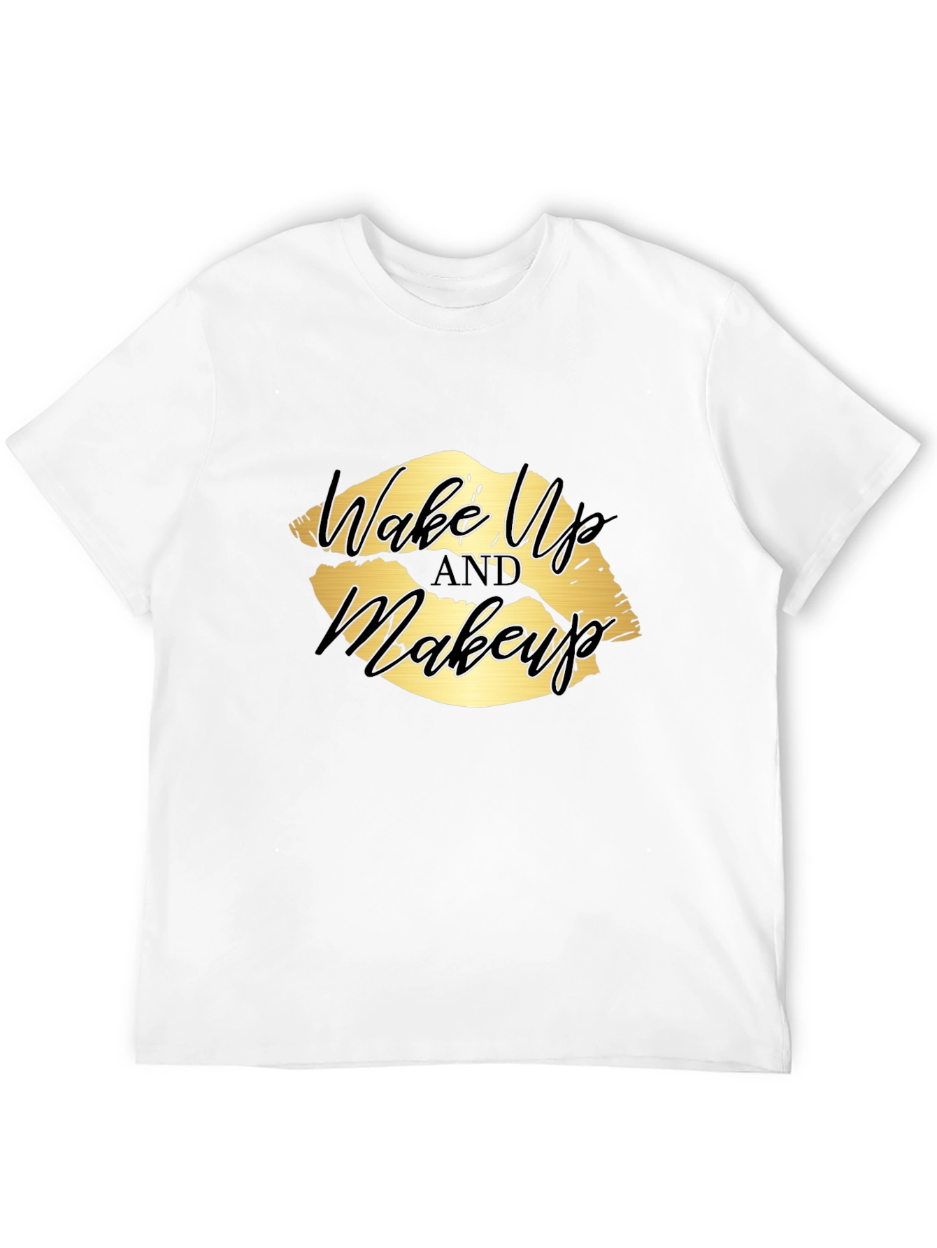 Black Wake Up and Makeup Lips Graphic T-Shirt view 12