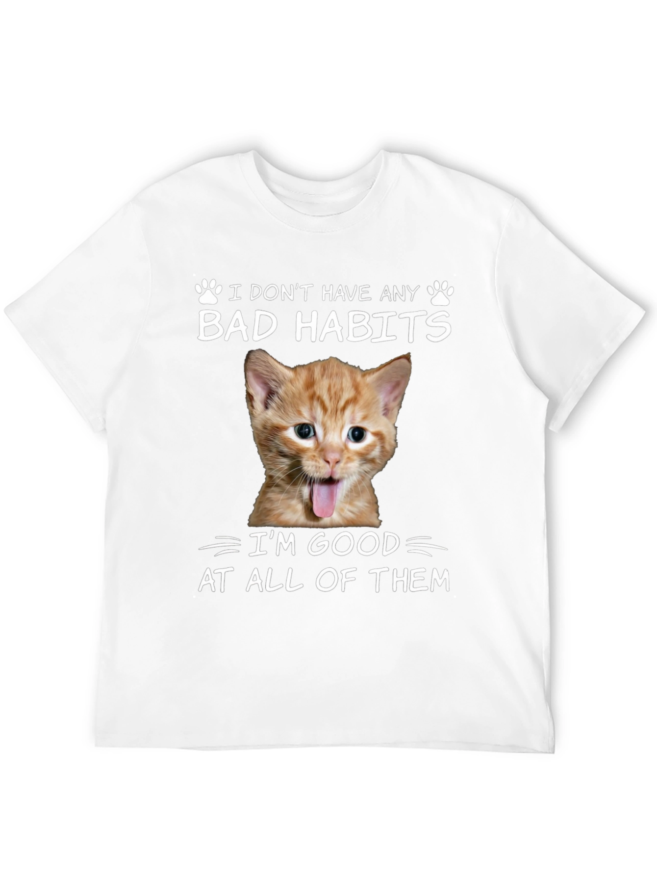 Black Funny Cat Bad Habits Graphic Tee view 12