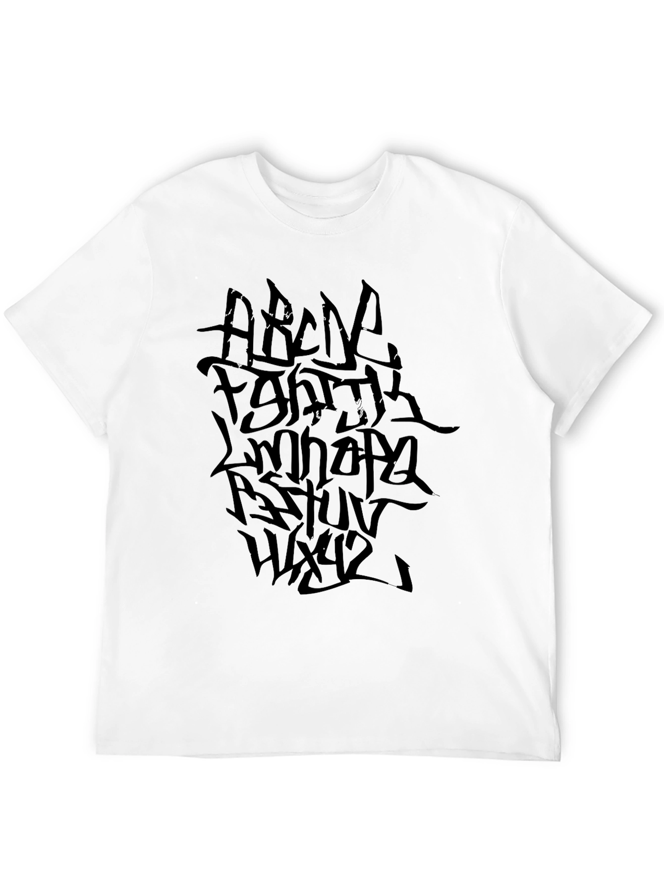 Black Graffiti Alphabet Black T-Shirt view 12