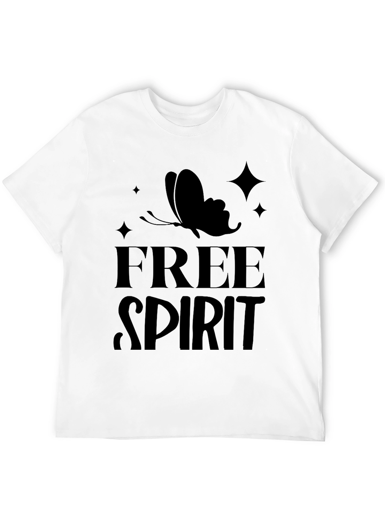 Black Free Spirit Butterfly Graphic Tee - Black Cotton Casual view 12