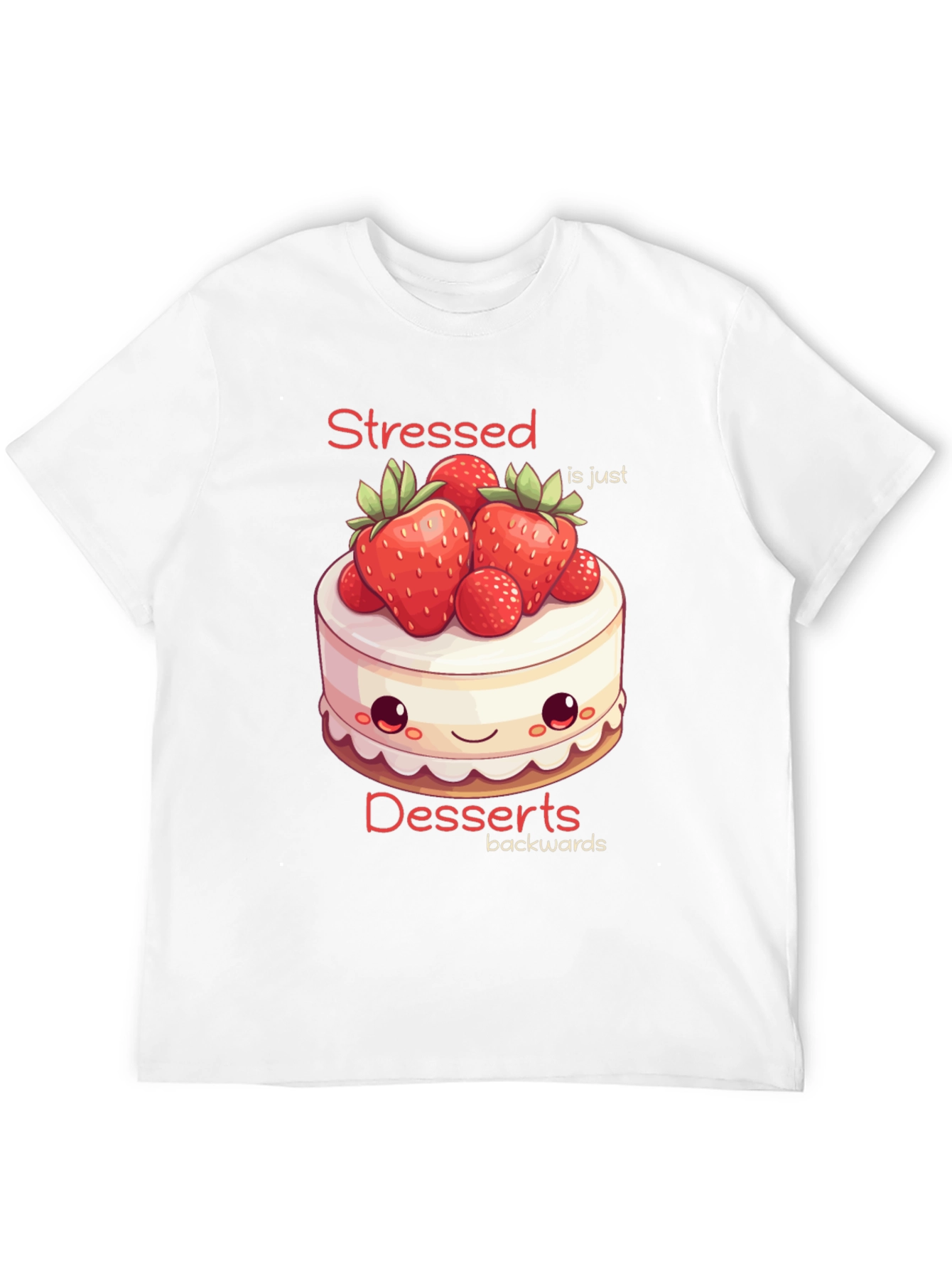 Black Stressed is Desserts Backwards T-Shirt view 12