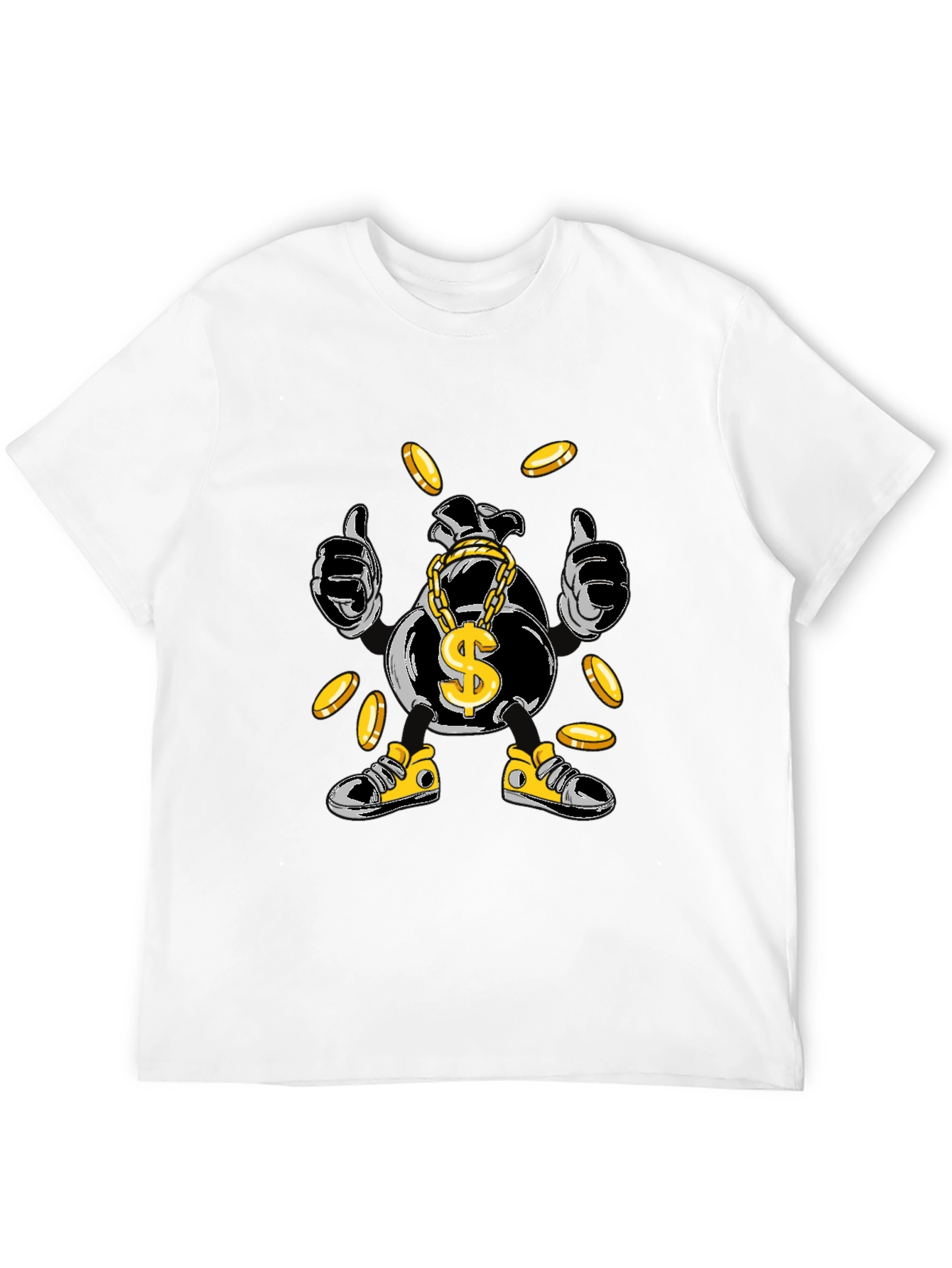 Black Money Bag Cartoon Graphic Tee - Black view 12