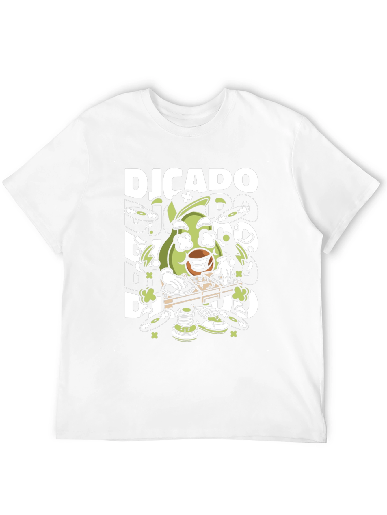 Black DJ Avocado Graphic T-Shirt - Cool Fruit DJ Design view 12