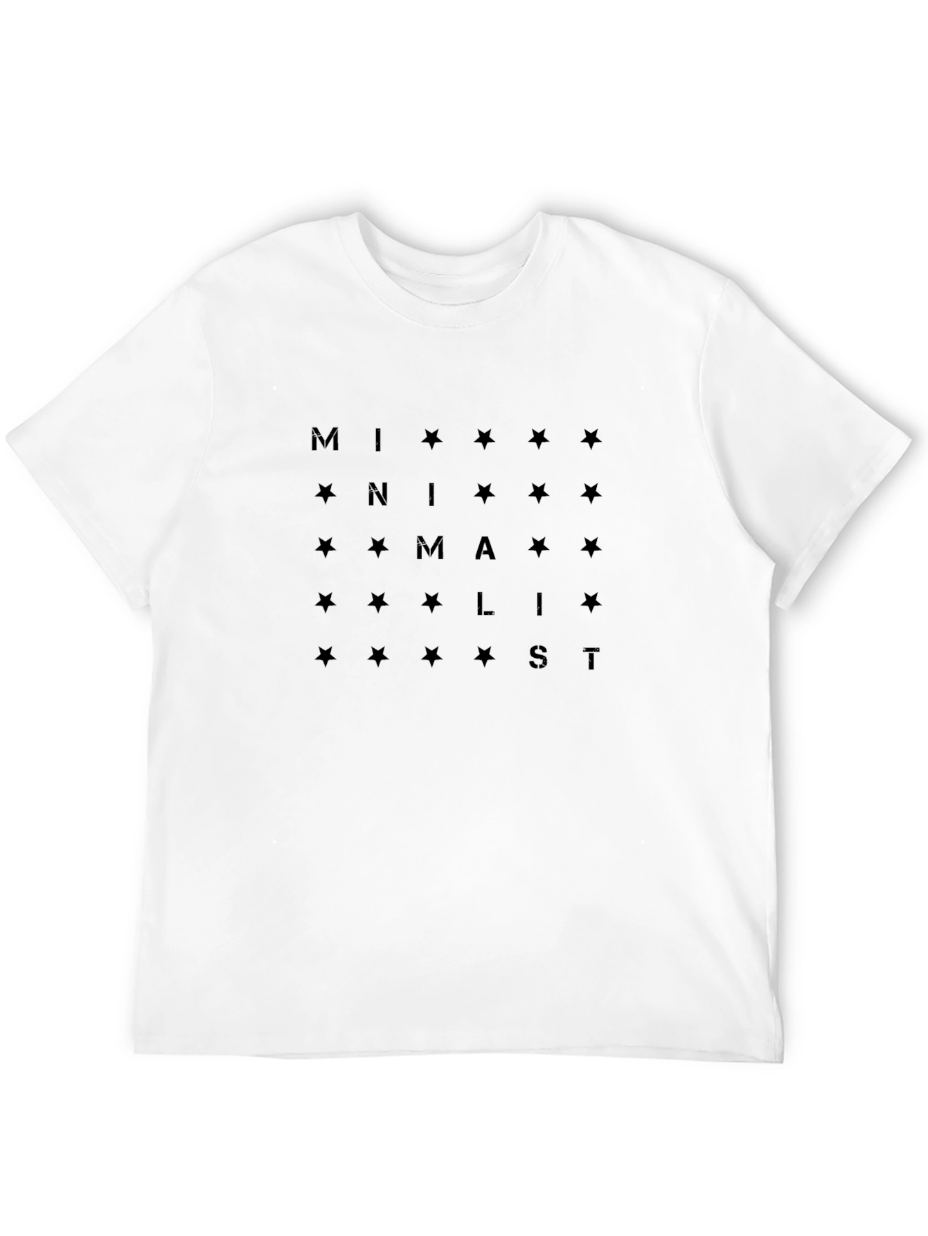 Black Minimalist Star Pattern Black T-Shirt view 12