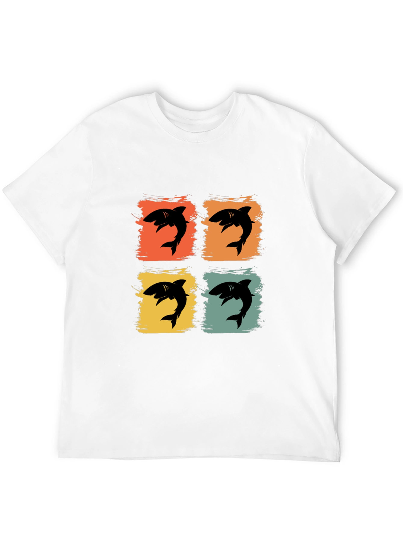 Black Retro Shark T-Shirt - Four Graphic Pop Art Design view 12