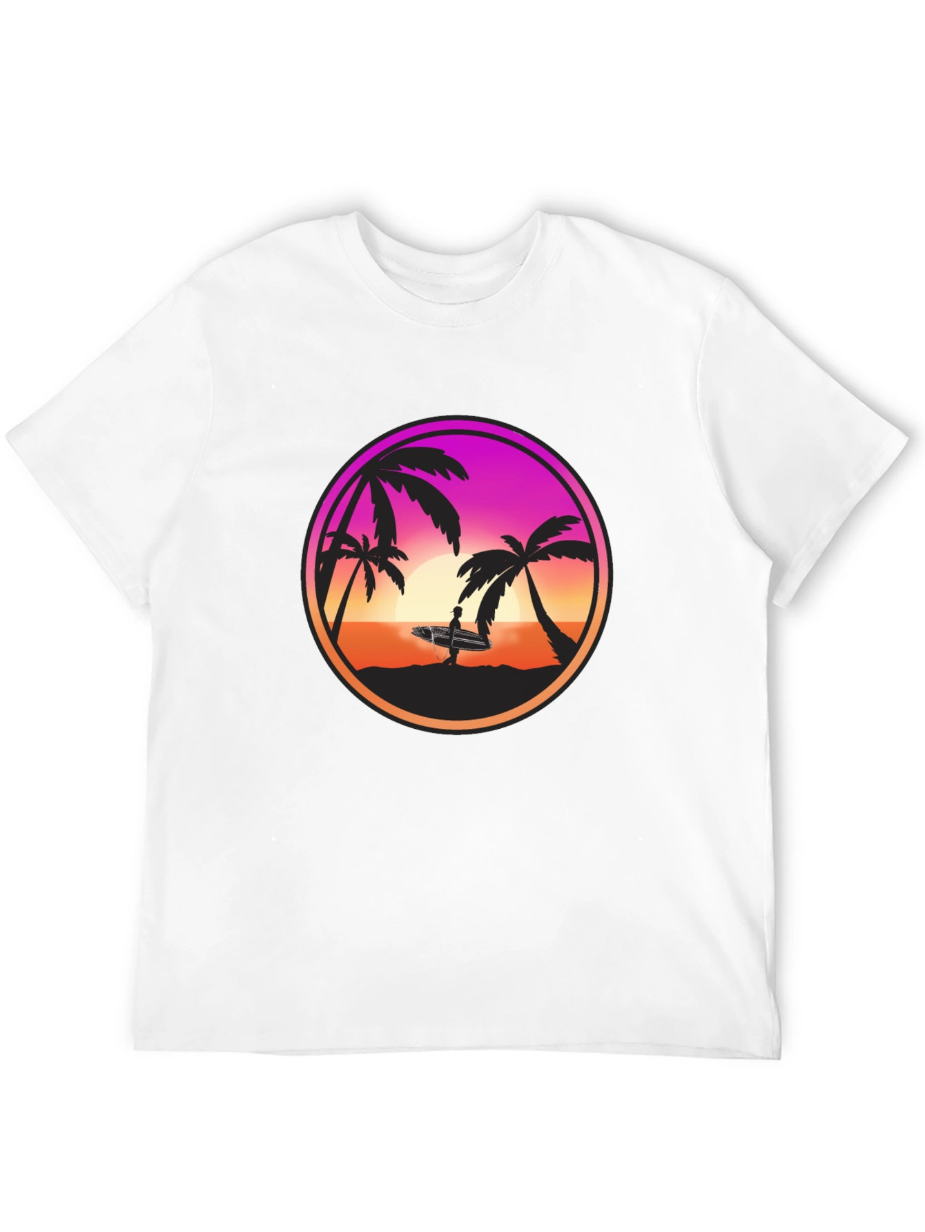 Black Sunset Surfer Graphic Tee - Black Cotton Blend view 12