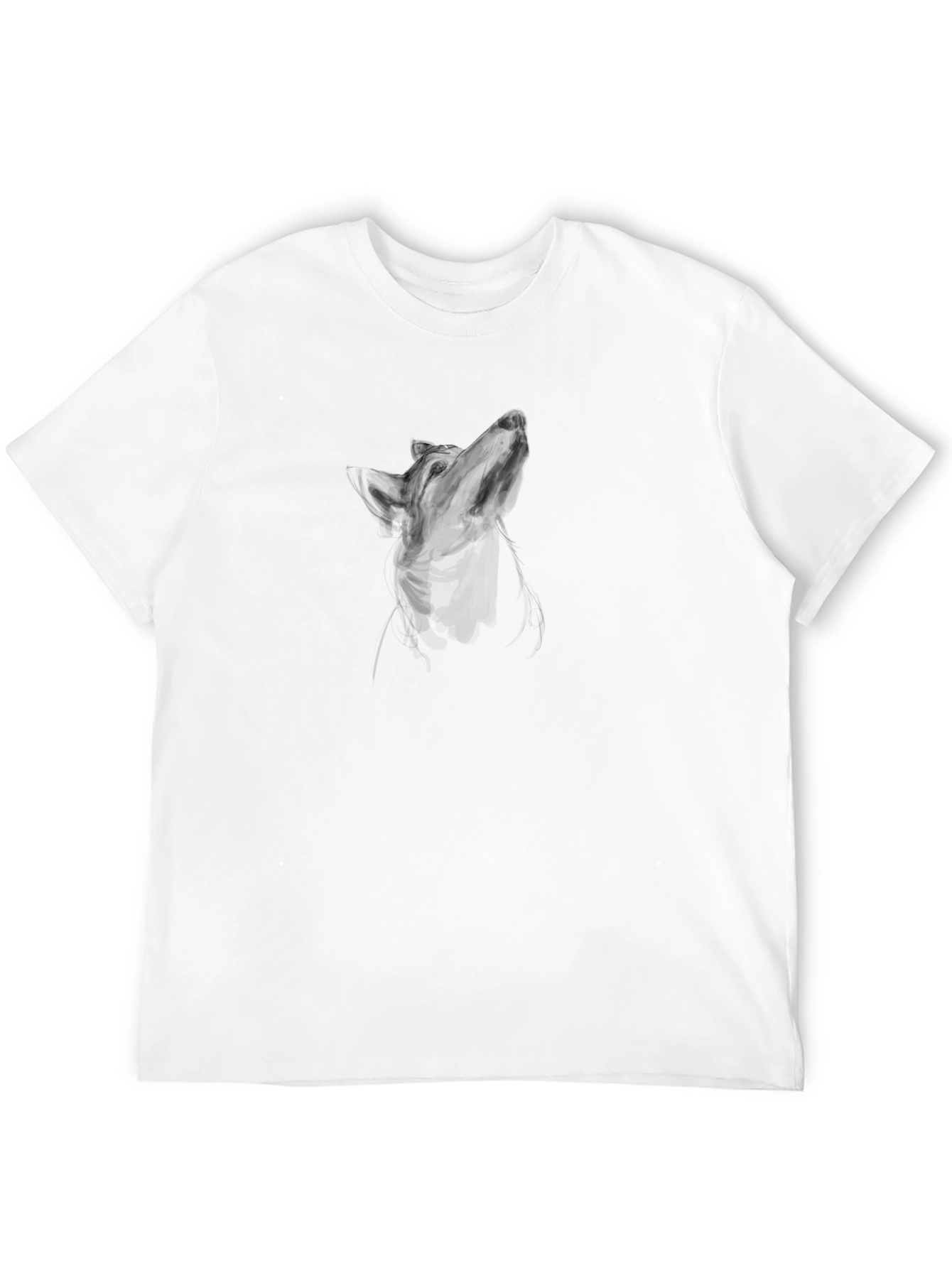 Black Men's Black T-Shirt with Wolf Graphic view 12