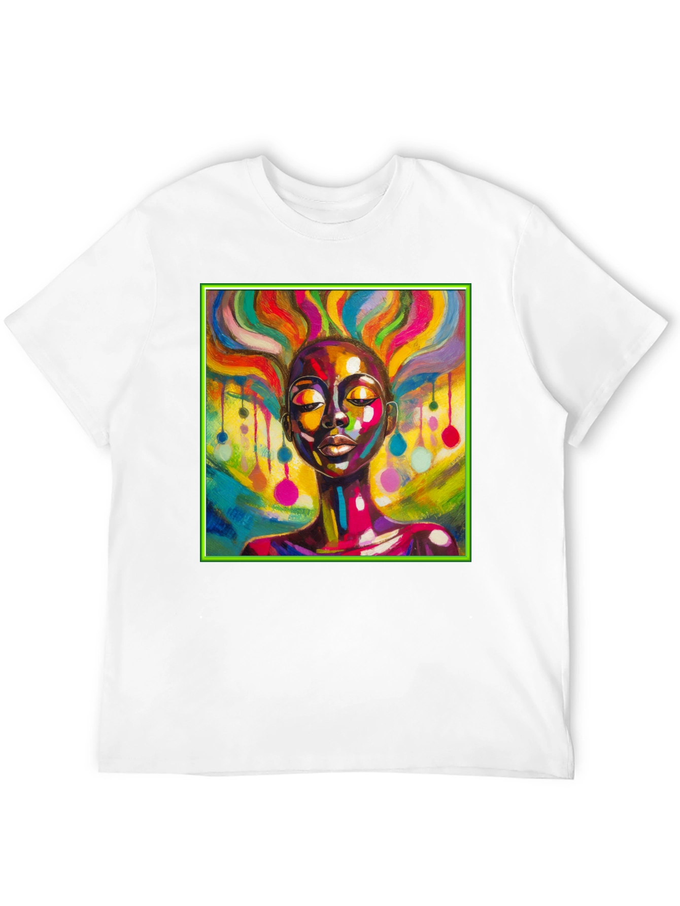 Black Vibrant Art T-Shirt: Colorful Woman Design view 12