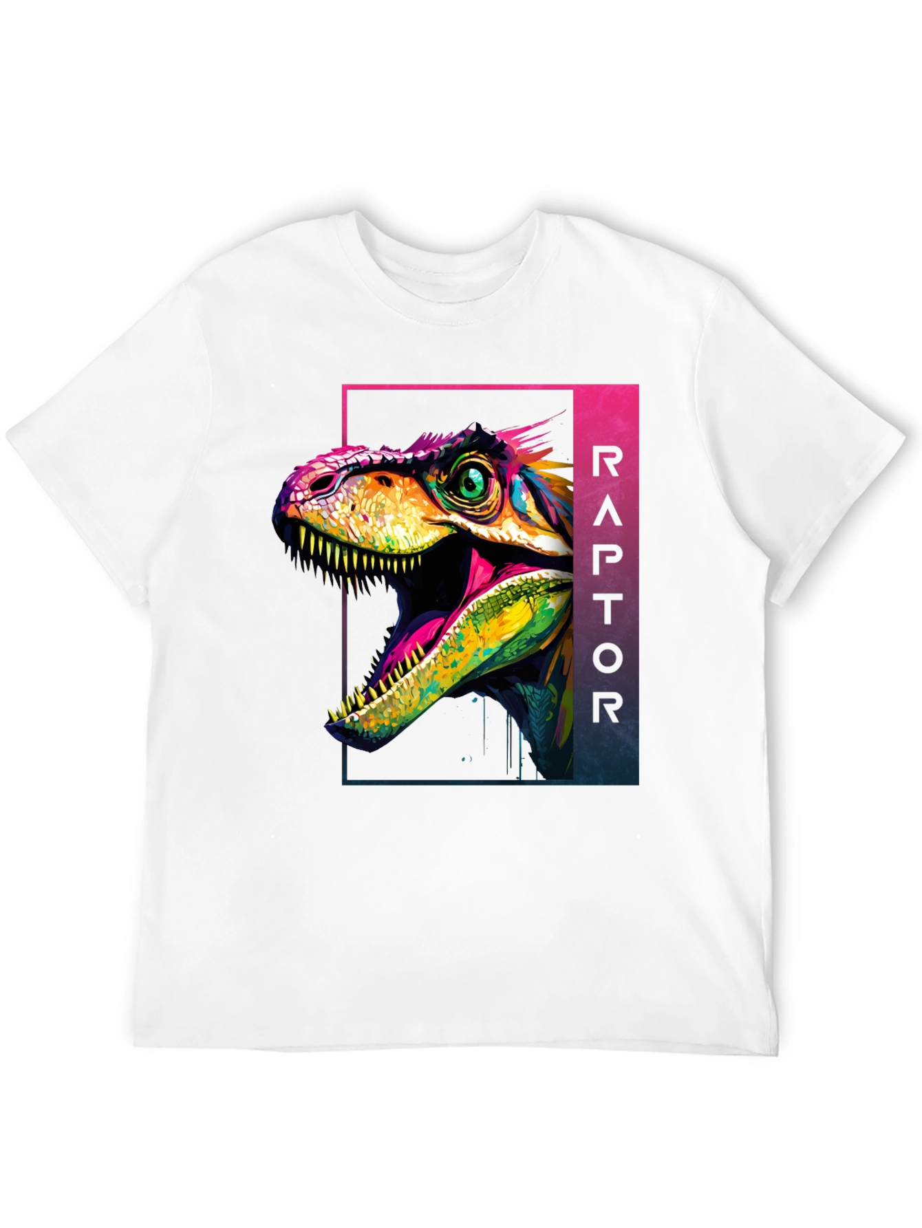 Black Vibrant Raptor Graphic Tee - Bold Dinosaur Design view 12