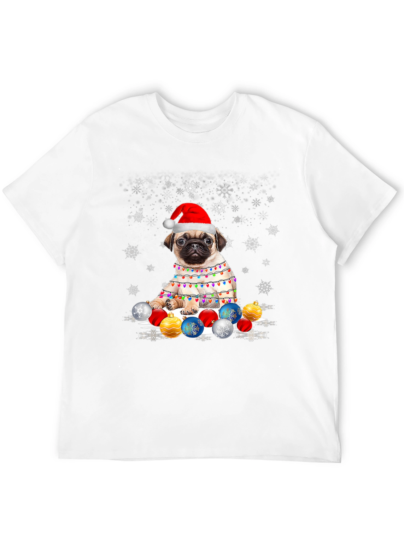 Black Festive Pug Christmas T-Shirt view 12