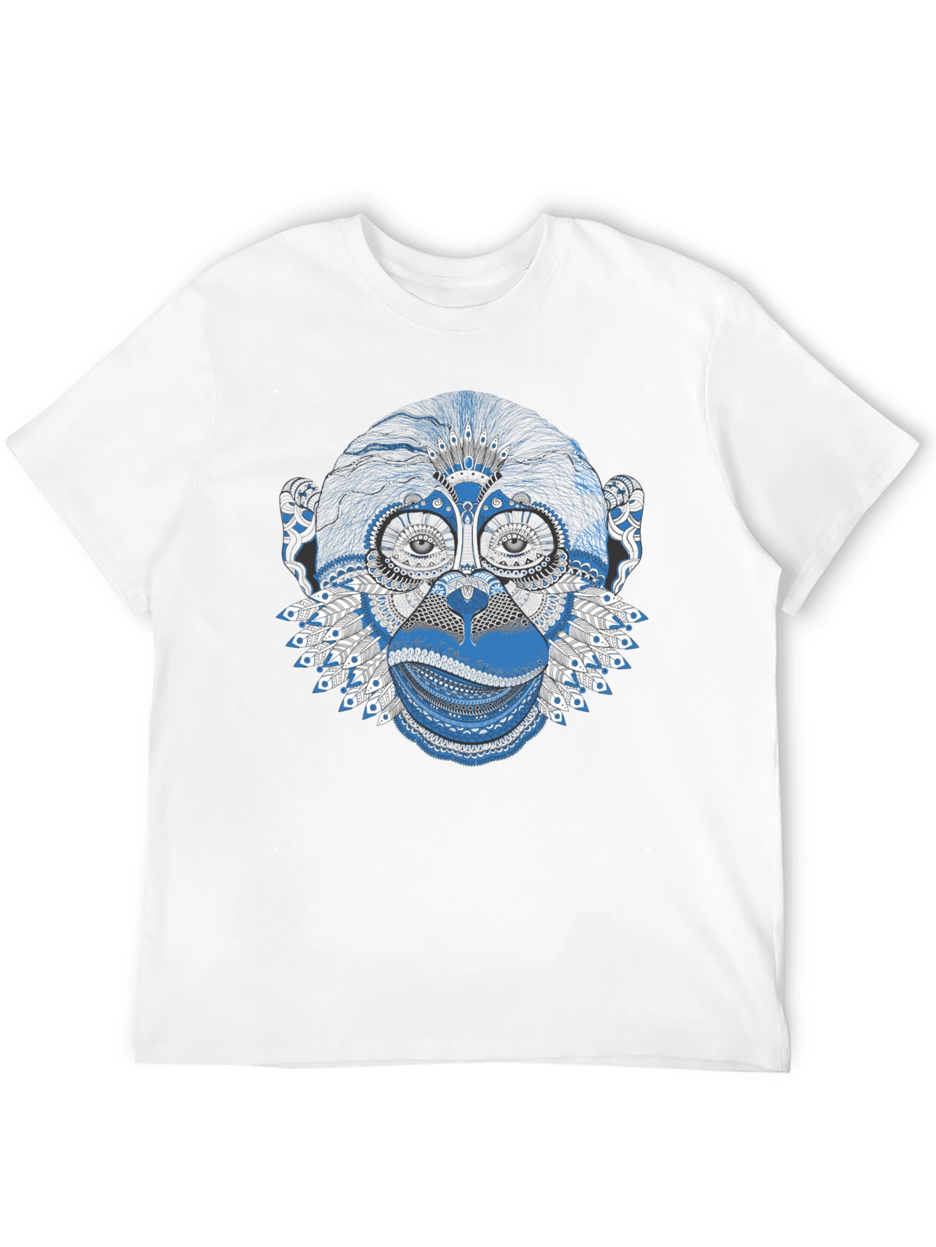 Black Abstract Monkey Graphic Tee - Stylish Men's Black T-Shirt view 12