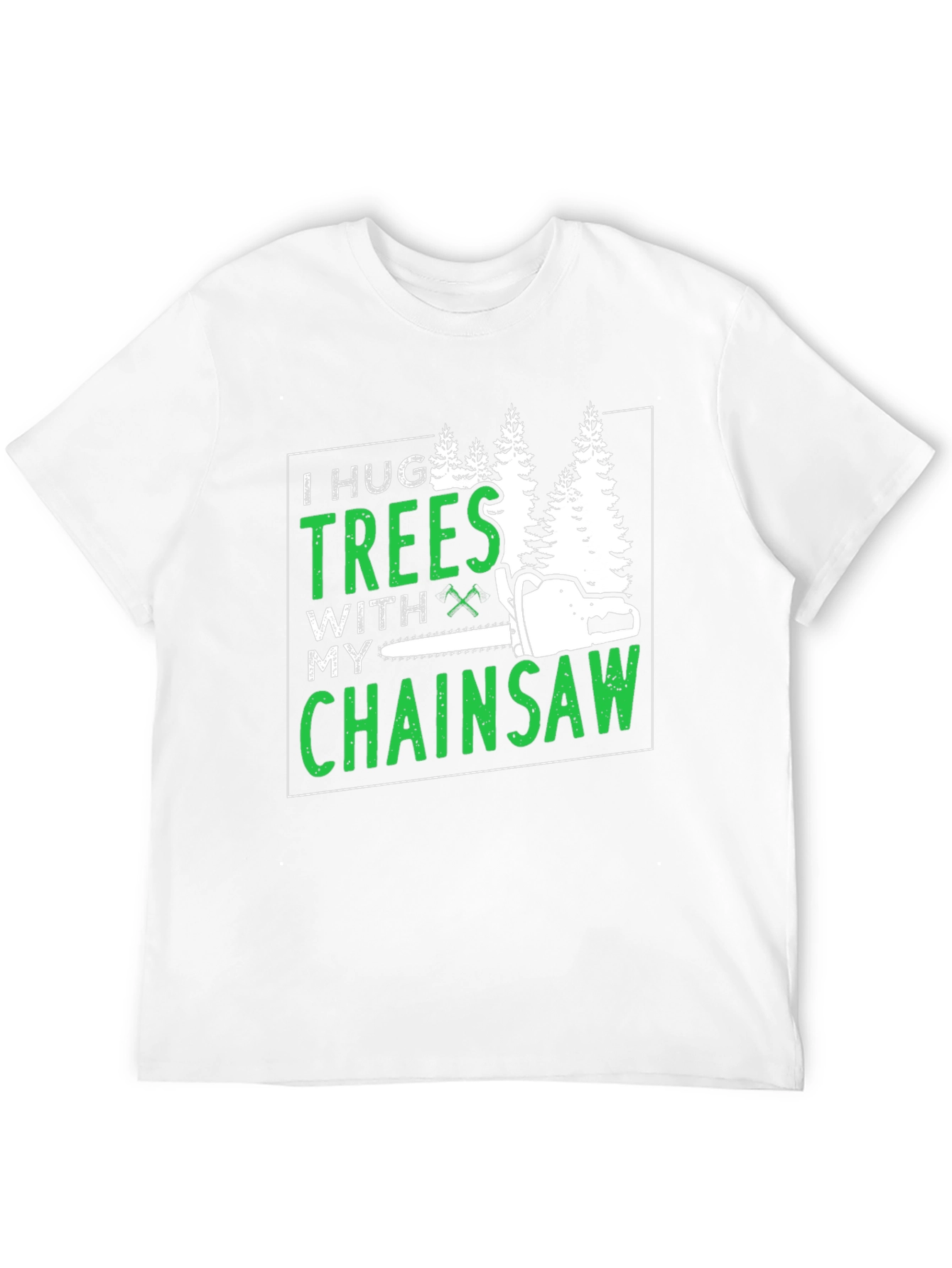Black I Hug Trees With My Chainsaw Graphic Tee view 12