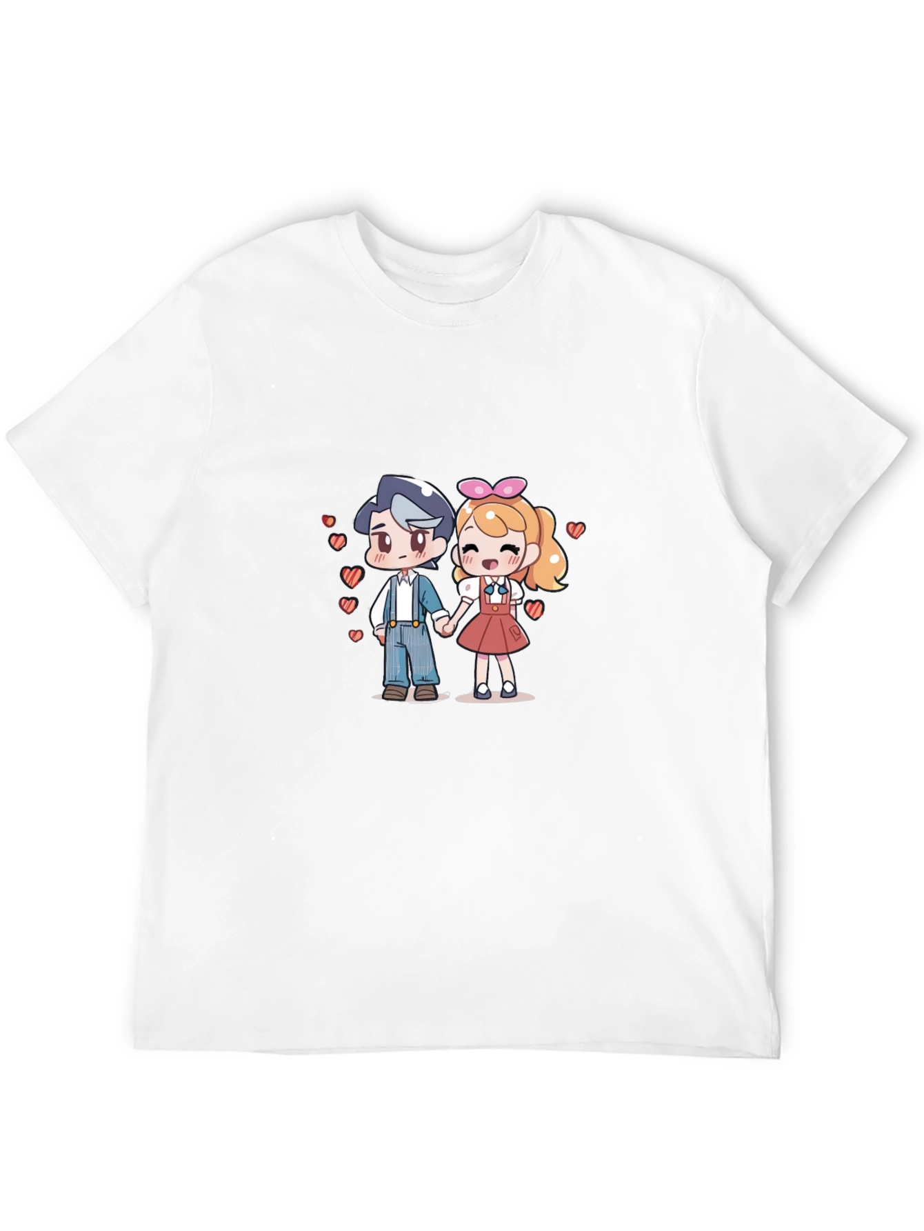 Black Anime Love T-Shirt - Cute Couple Tee view 12