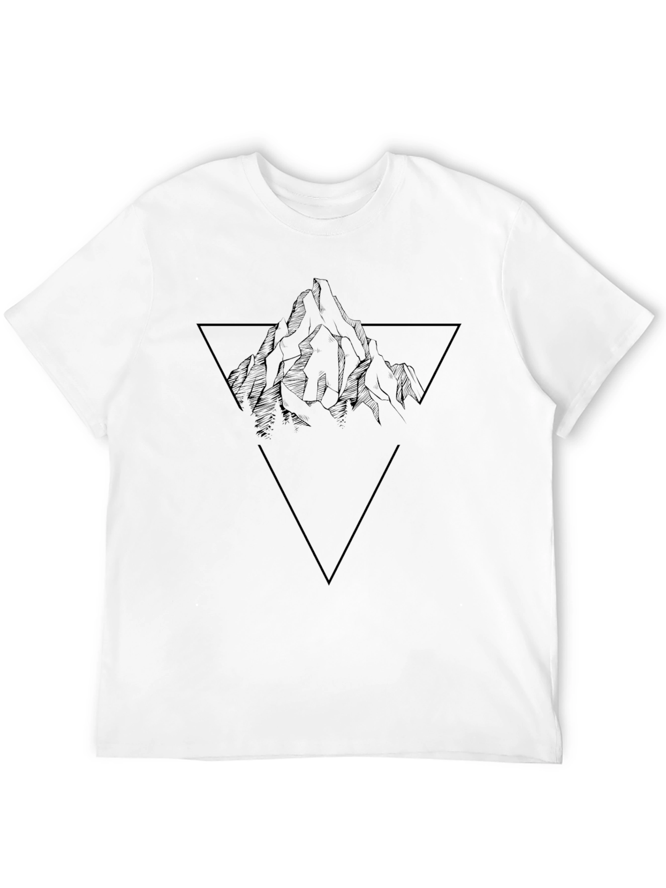 Black Geometric Mountain Graphic Tee - Black Cotton Blend view 12