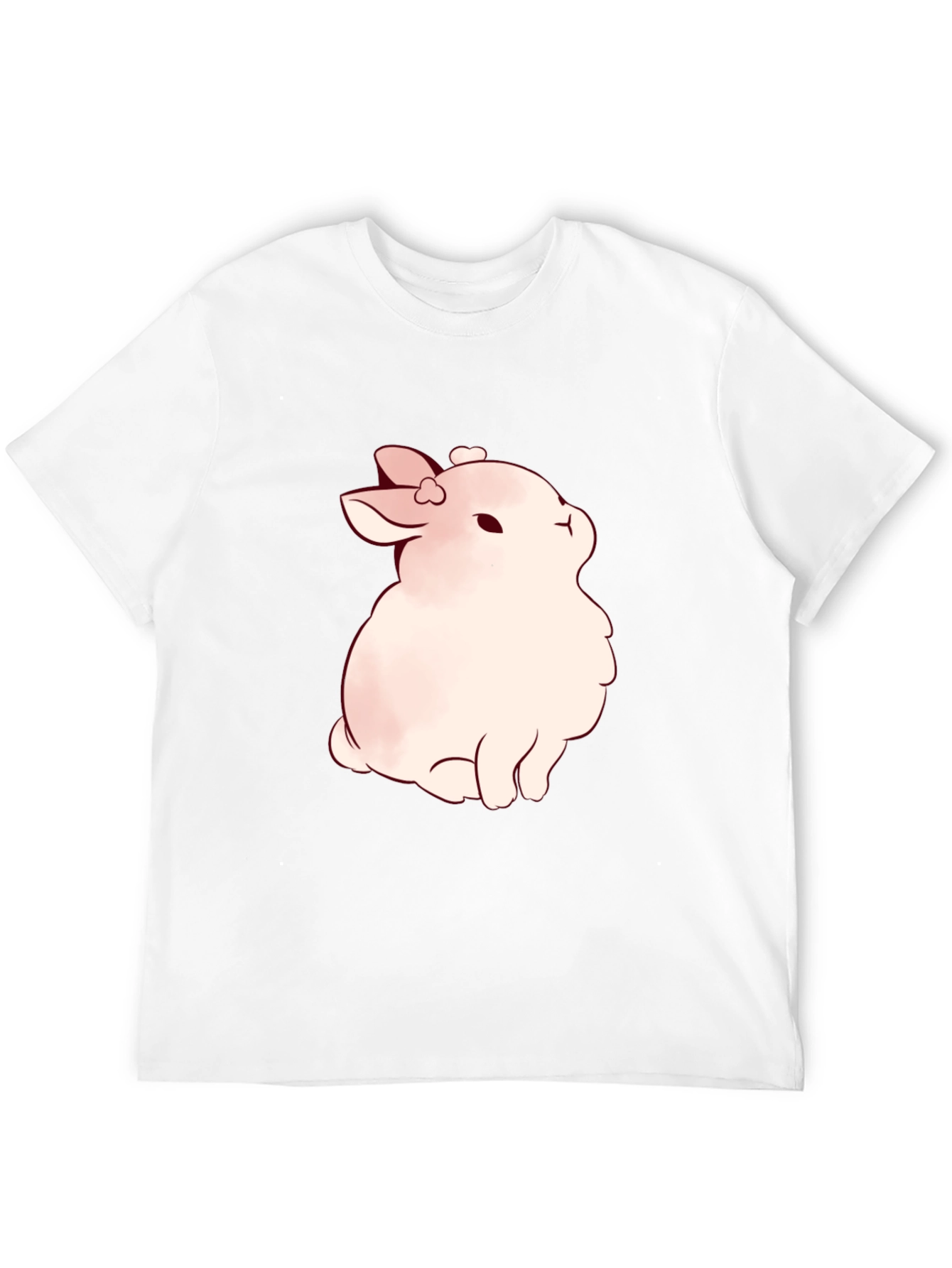 Black Cute Bunny Graphic Black T-Shirt view 12