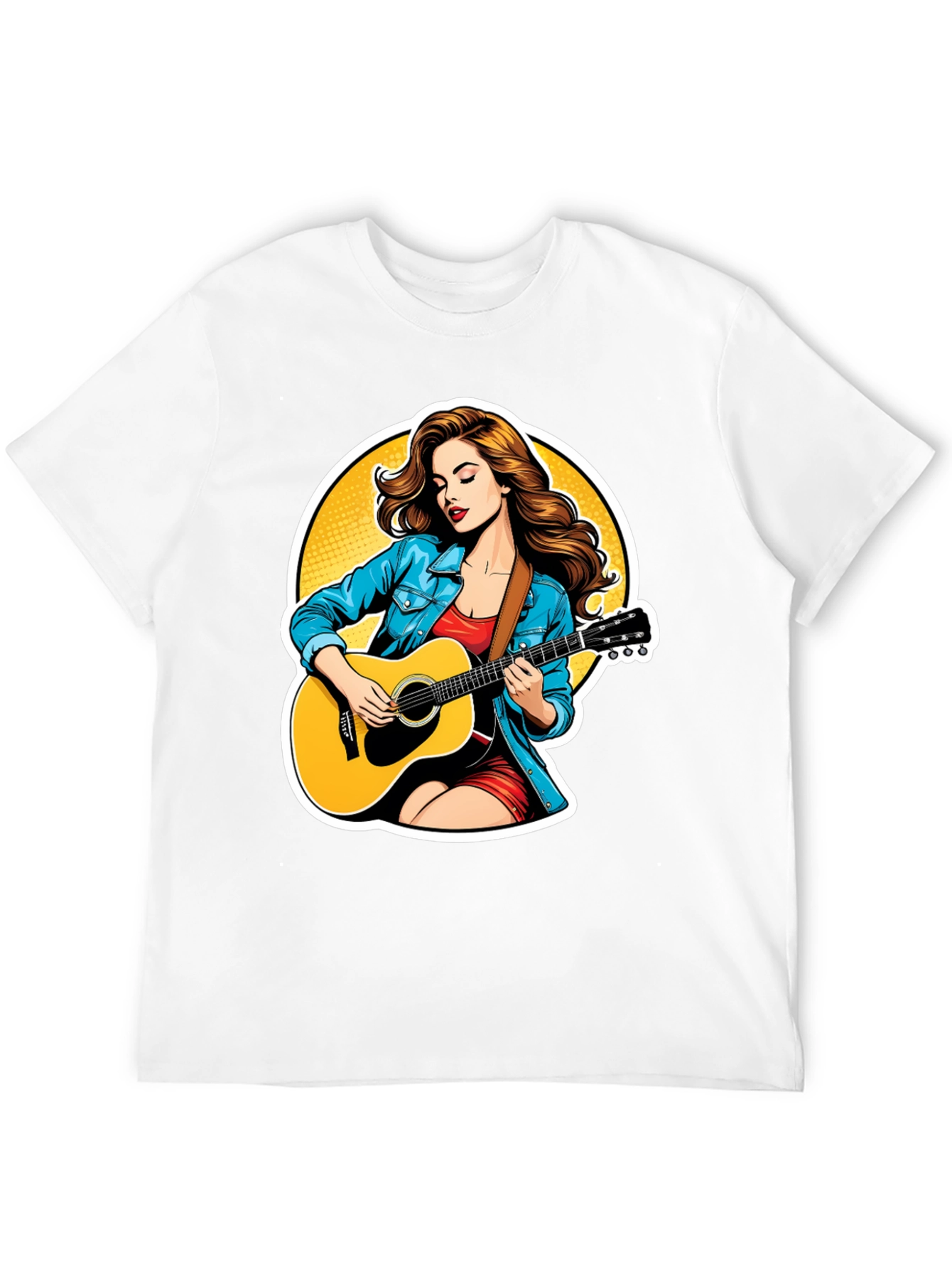 Black Guitar Girl Graphic Tee - Cool Casual Style view 12