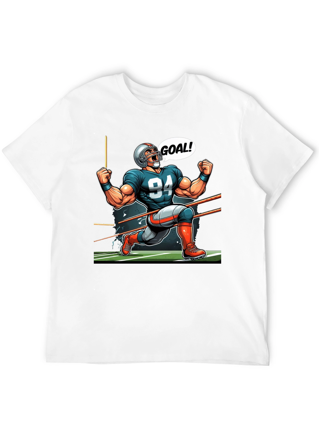 Black Football Goal T-Shirt - Cartoon Style view 12