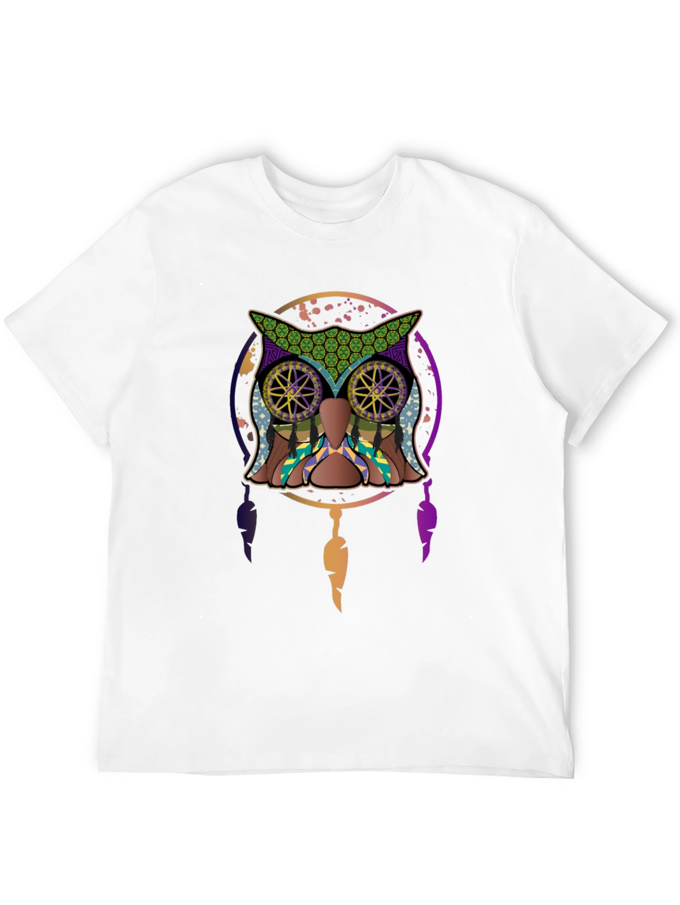Black Owl Dreamcatcher Graphic Tee - Men's Black T-Shirt view 12