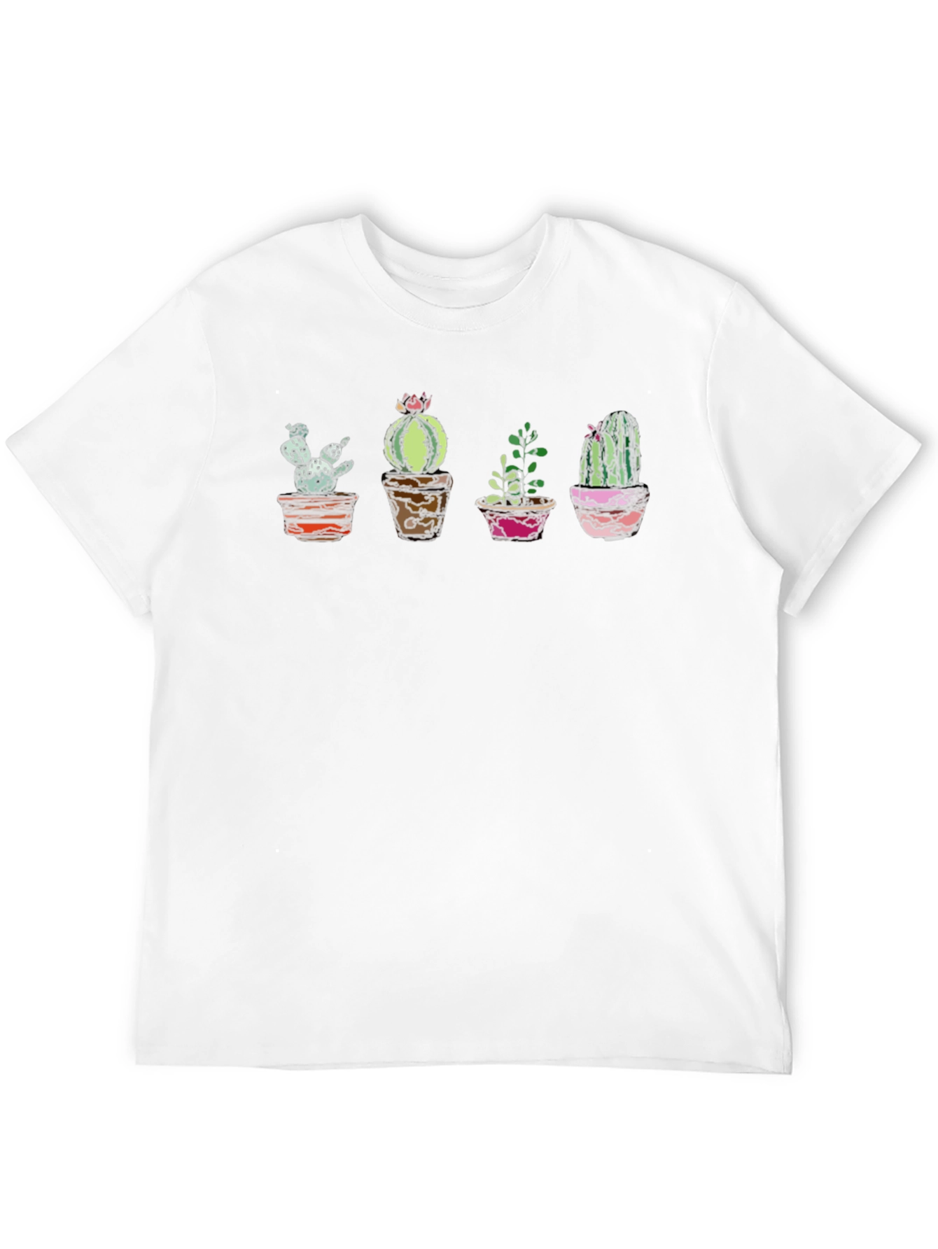 Black Cactus Potted Plant T-Shirt - Cool Graphic Tee view 12