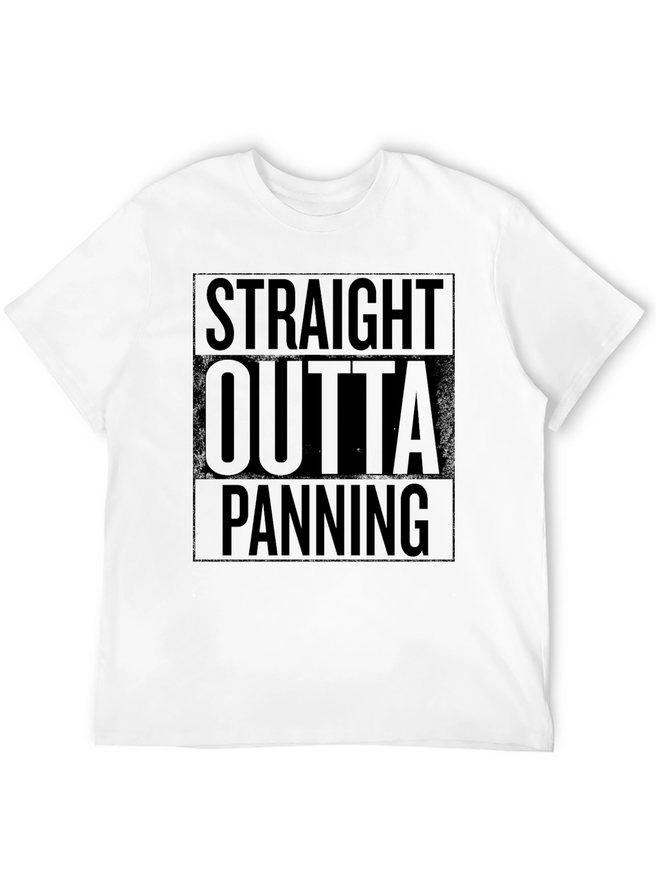 Black Straight Outta Panning Men's Black T-Shirt view 12