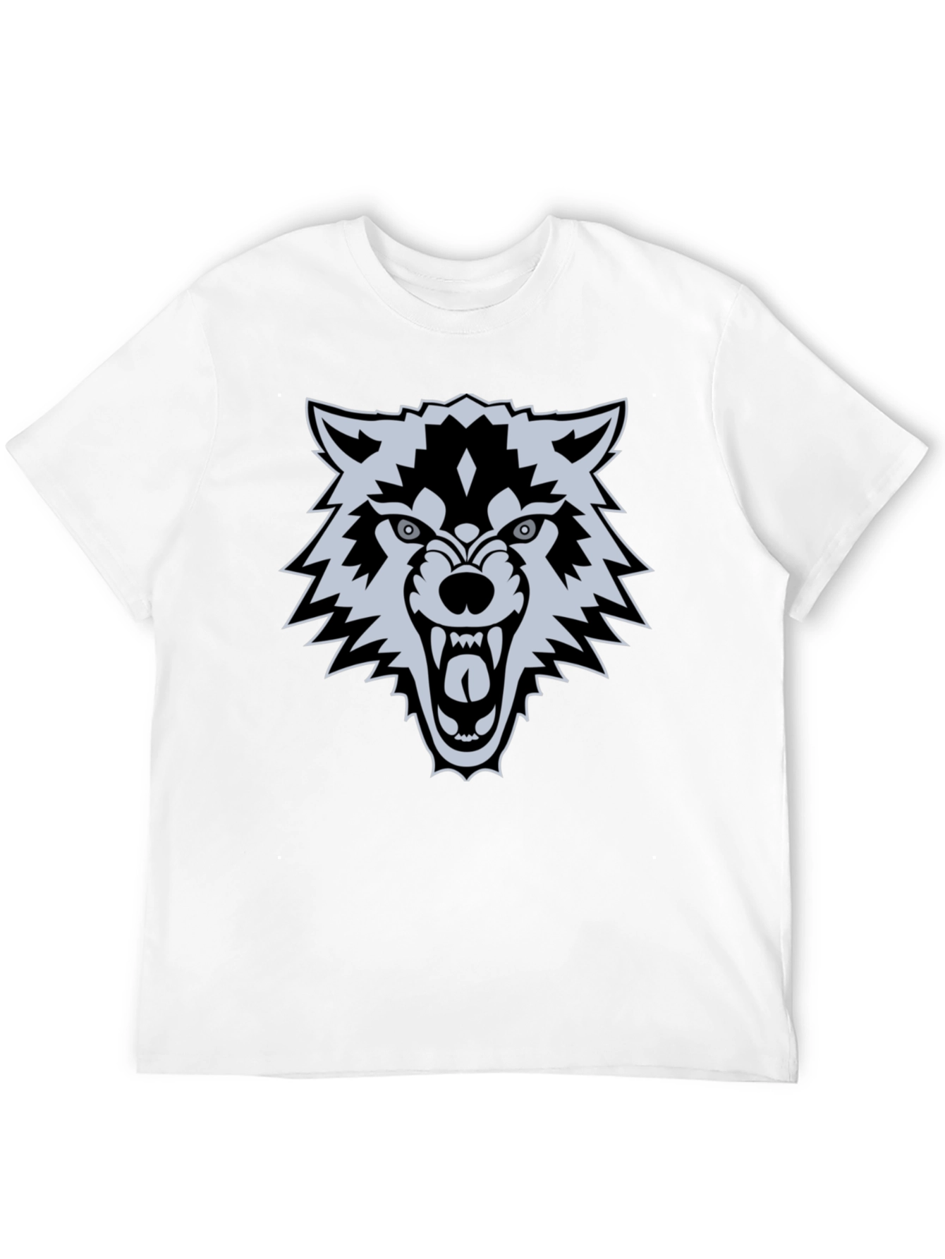 Black Men's Black Wolf Graphic T-Shirt view 12