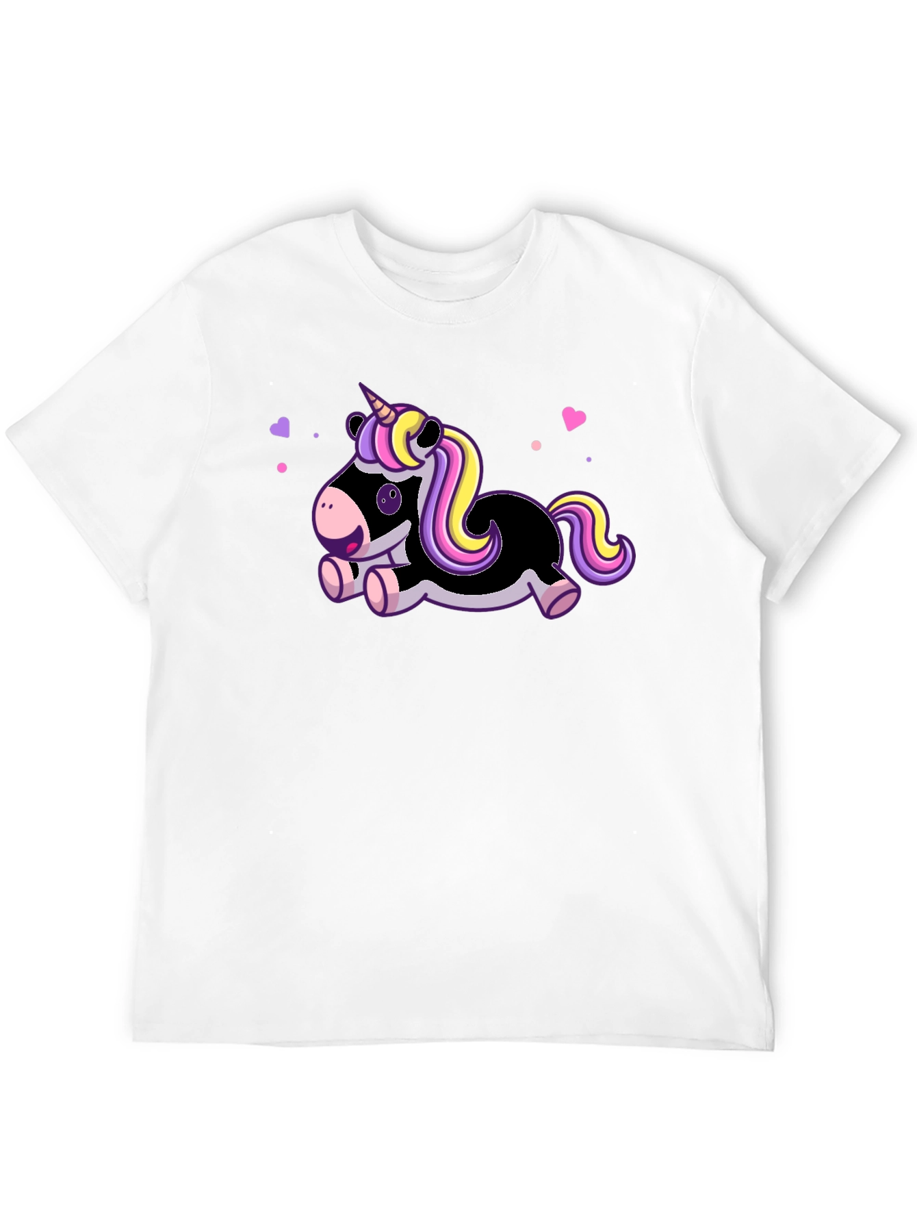 Black Cute Cartoon Unicorn Black T-Shirt view 12