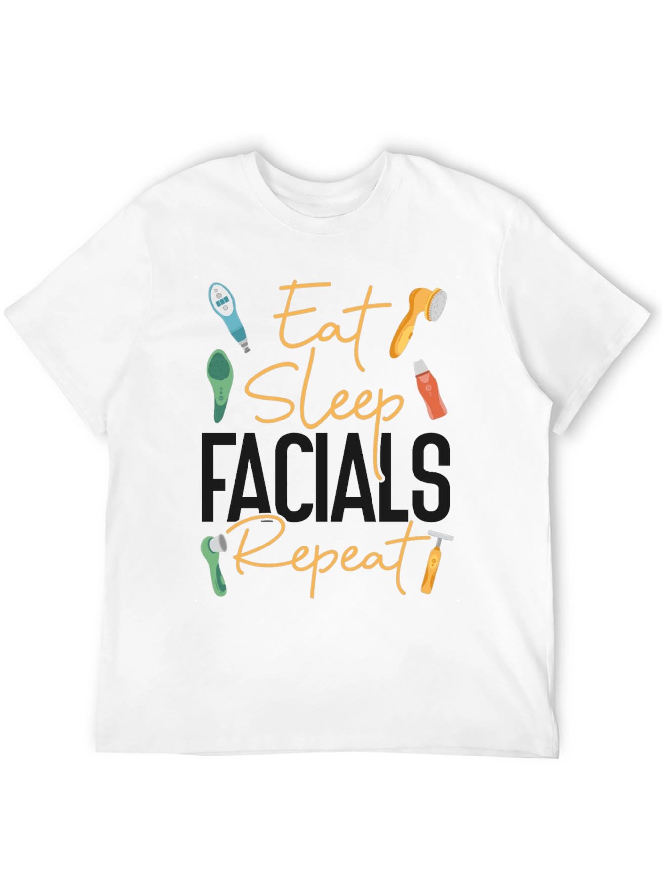 Black Eat Sleep Facials Repeat Graphic Tee view 12