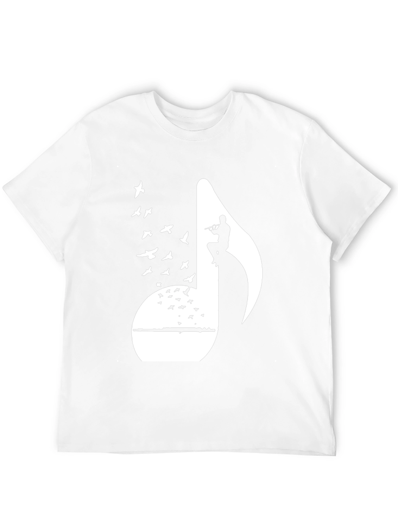 Black Musical Note Flute Player Graphic Tee - Black Cotton T-Shirt view 12
