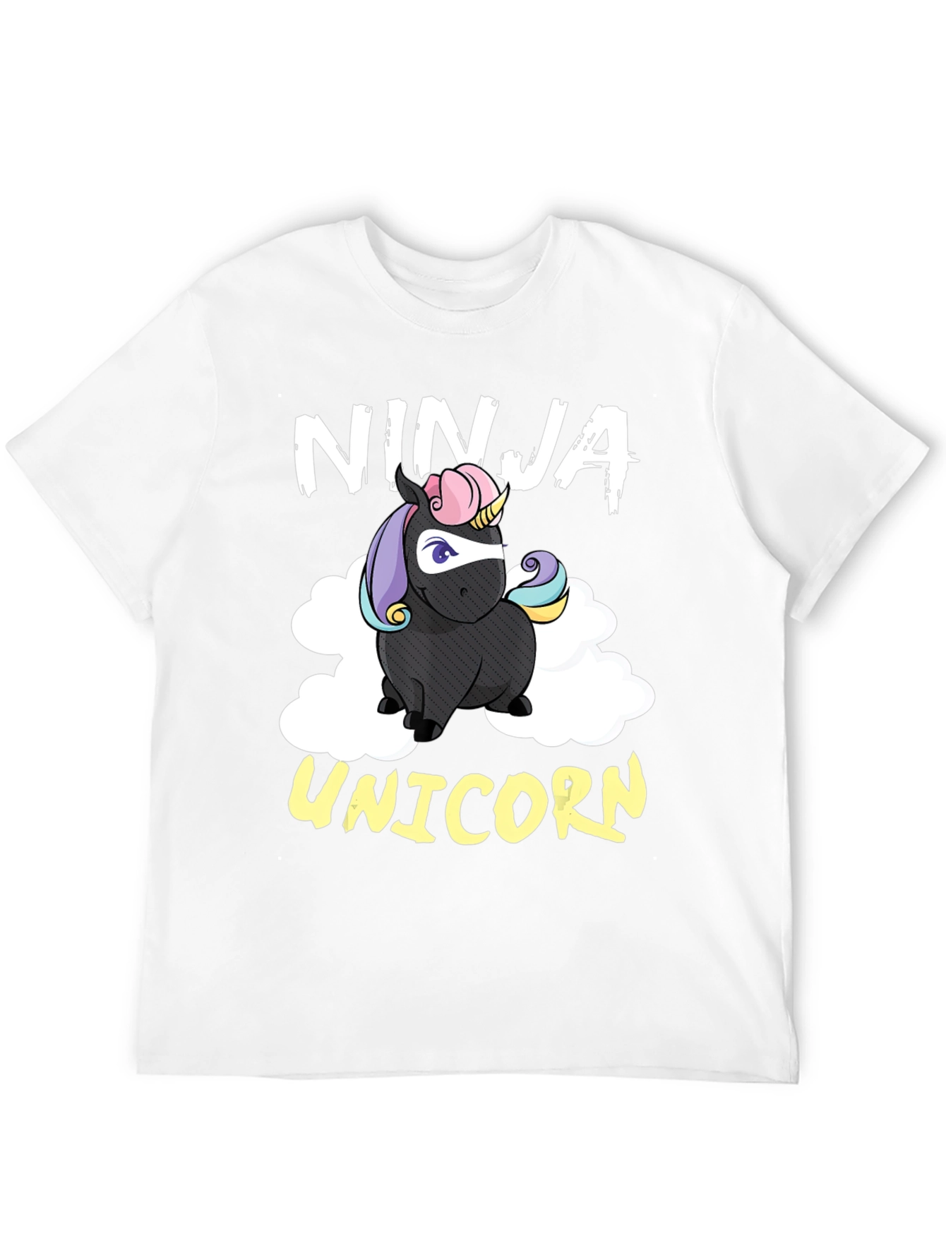 Black Ninja Unicorn Graphic Tee - Funny Cartoon T-Shirt view 12