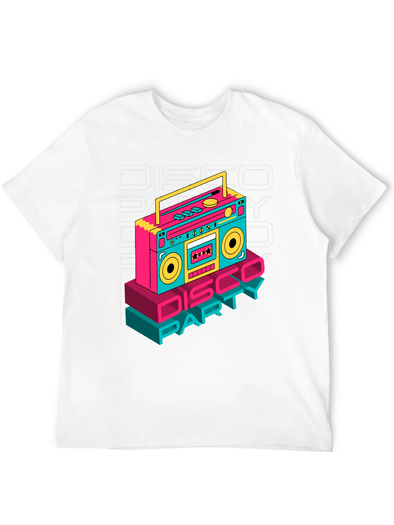 Black Retro Disco Party T-Shirt - Boombox Graphic view 12
