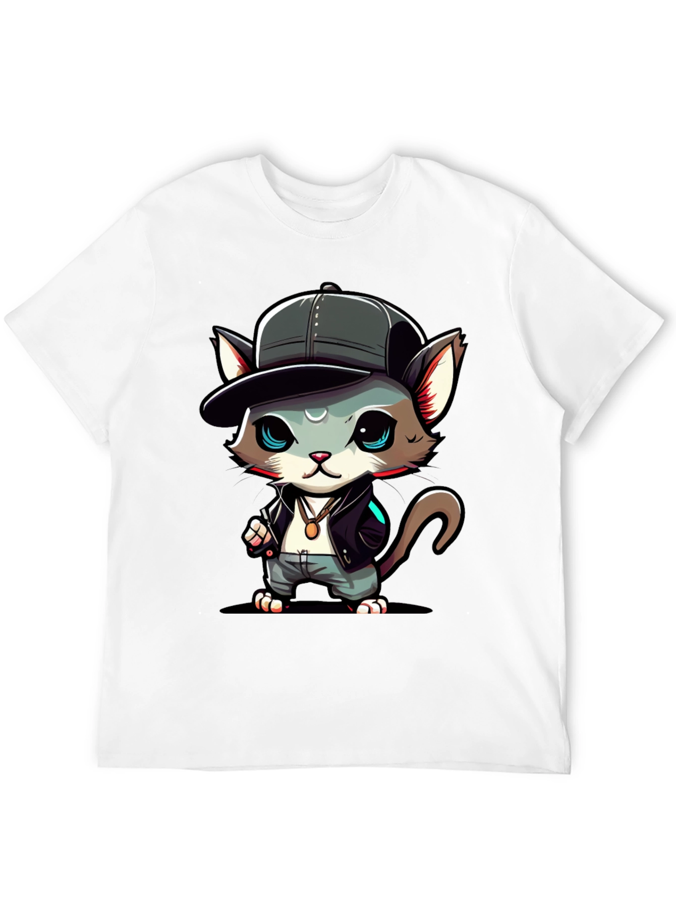 Black Cool Cat Cartoon T-Shirt view 12